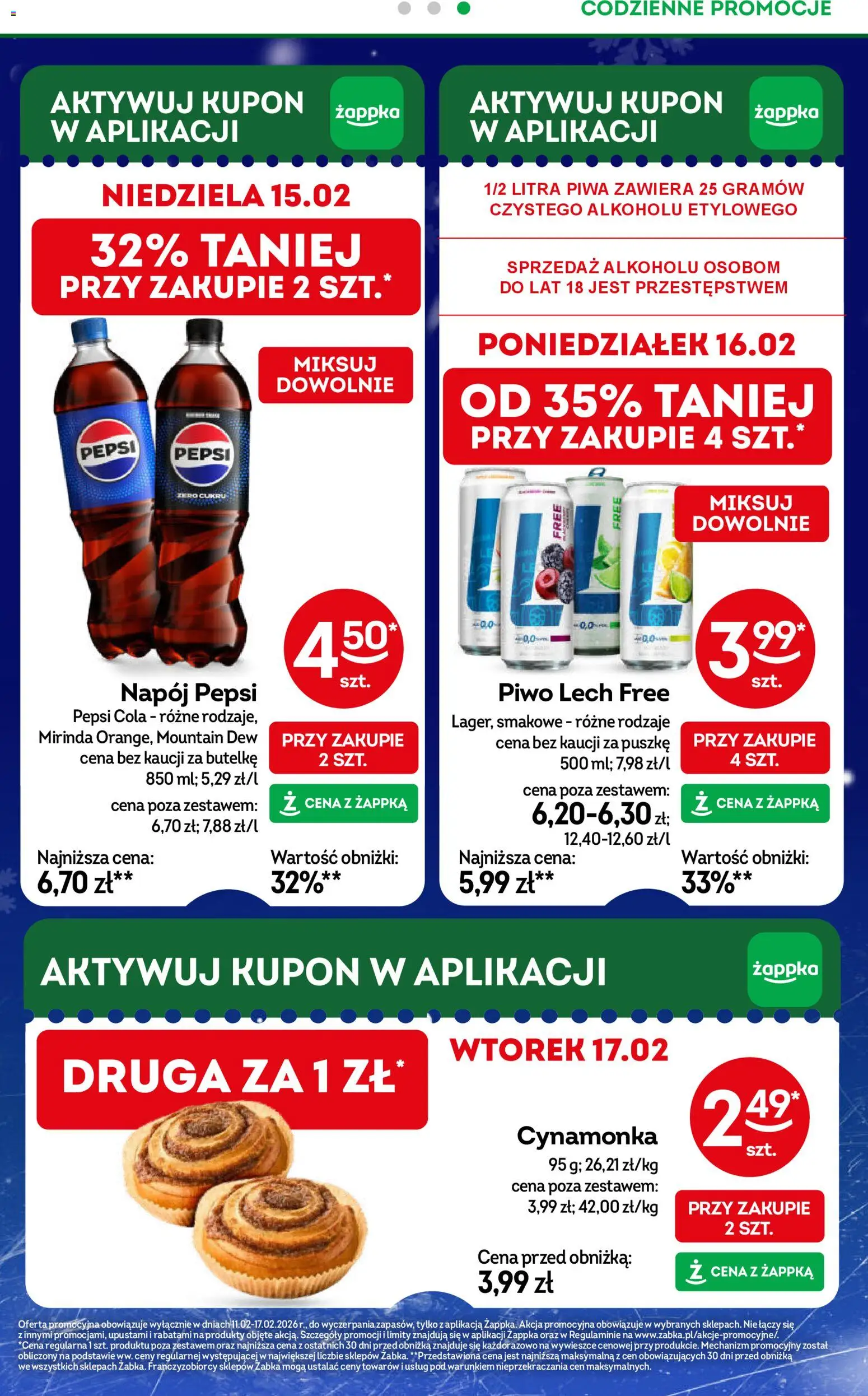 Żabka Gazetka od 11.02.2026 | Strona: 14 | Produkty: Pepsi, Piwo