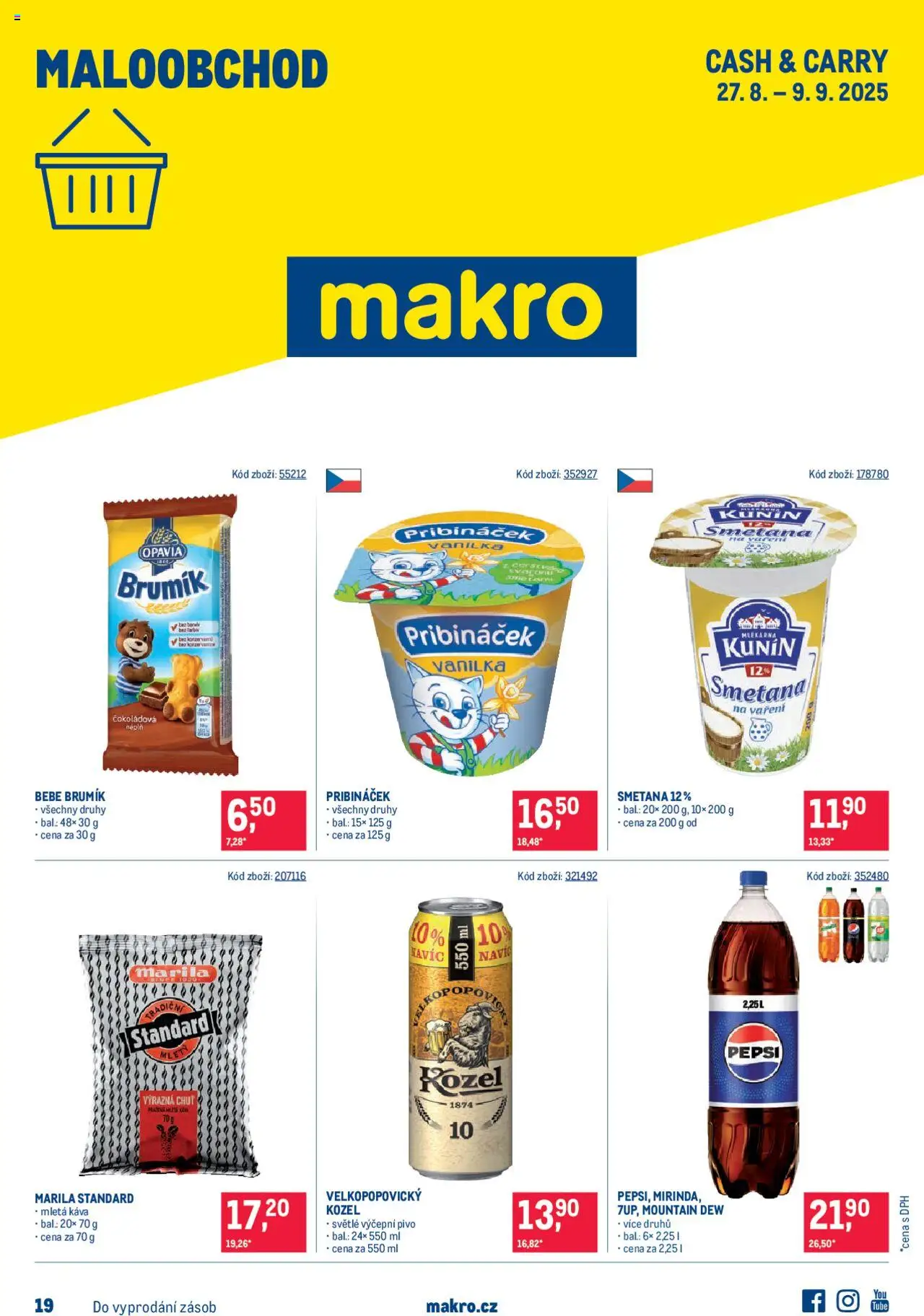 Makro leták - Maloobchod od 27.08.2025 | Strana: 1 | Produkty: Bebe Brumík, Káva, Pribináček, Mletá káva