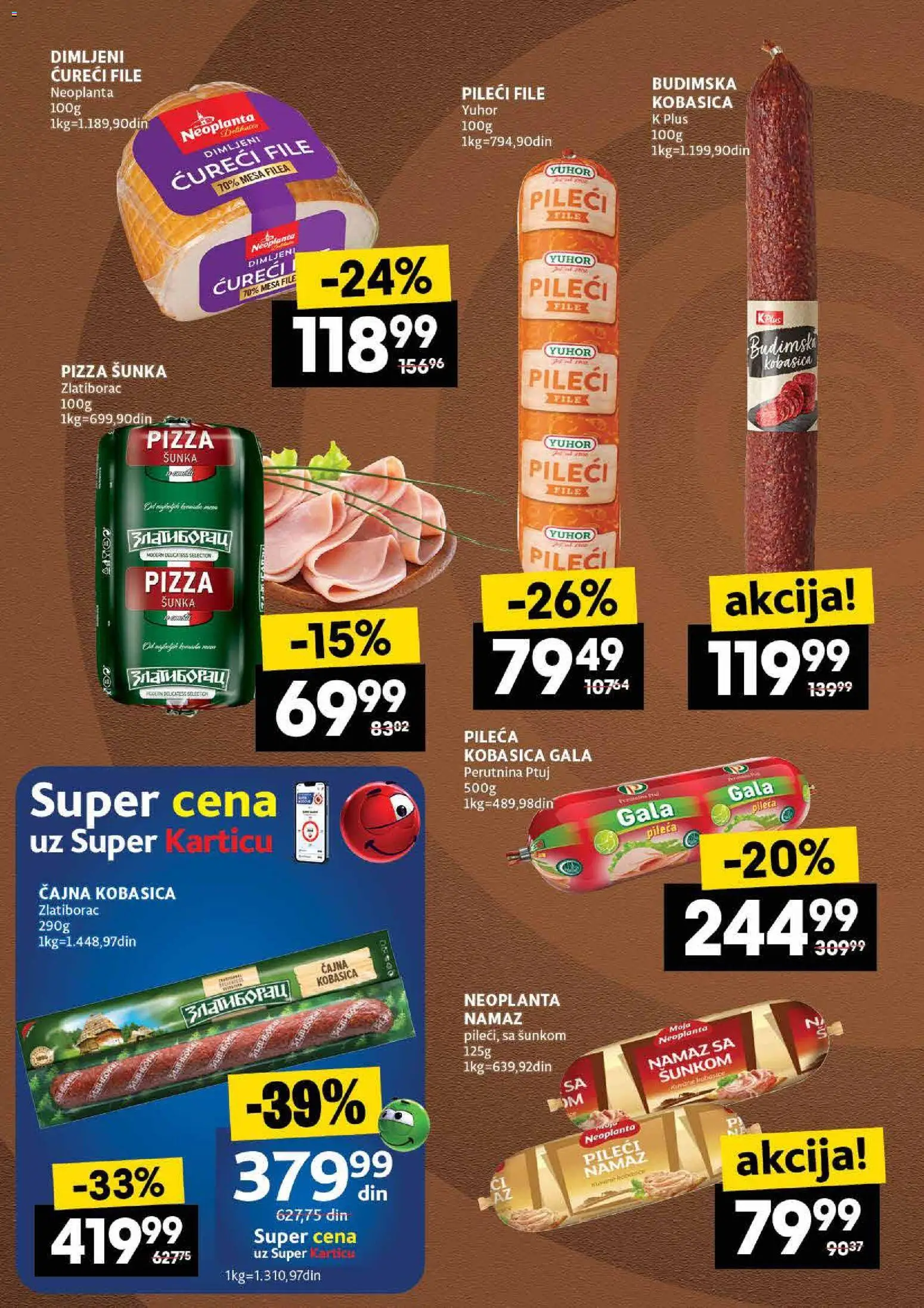 Idea katalog - važi od 22.01.2026 | Strana: 6 | Proizvode: Pileći file, Perutnina Ptuj, Pizza šunka, Kobasica