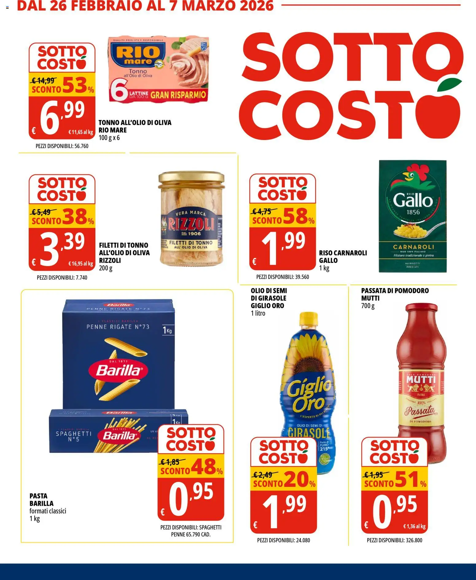 Volantino Tigros del 26.02.2026 | Pagina: 4 | Prodotti: Riso Carnaroli, Olio, Mutti, Penne