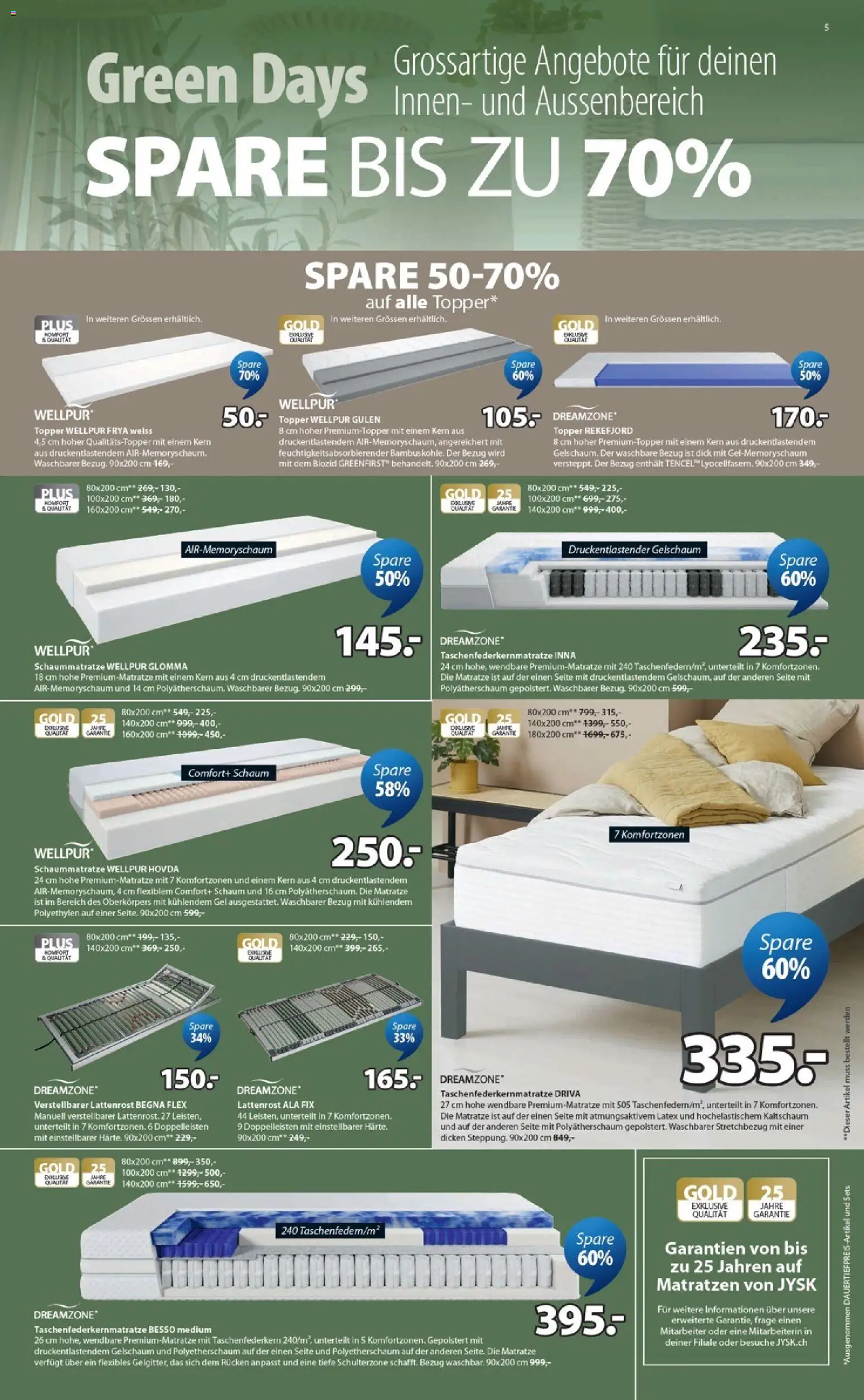 JYSK aktionen – gültig ab 31.03.2026 | Seite: 5 | Produkte: Matratze, Topper, Lattenrost