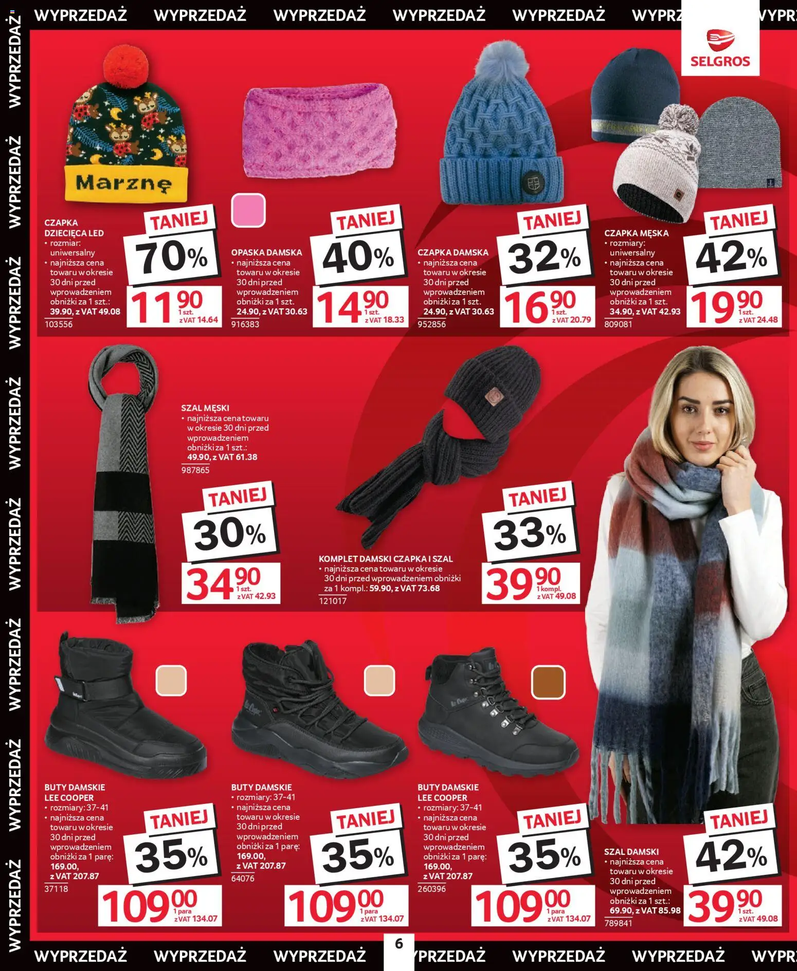 Selgros cash&carry Gazetka - Świąteczna Wyprzedaż od 18.12.2025 | Strona: 6 | Produkty: Buty, Szal, Czapka