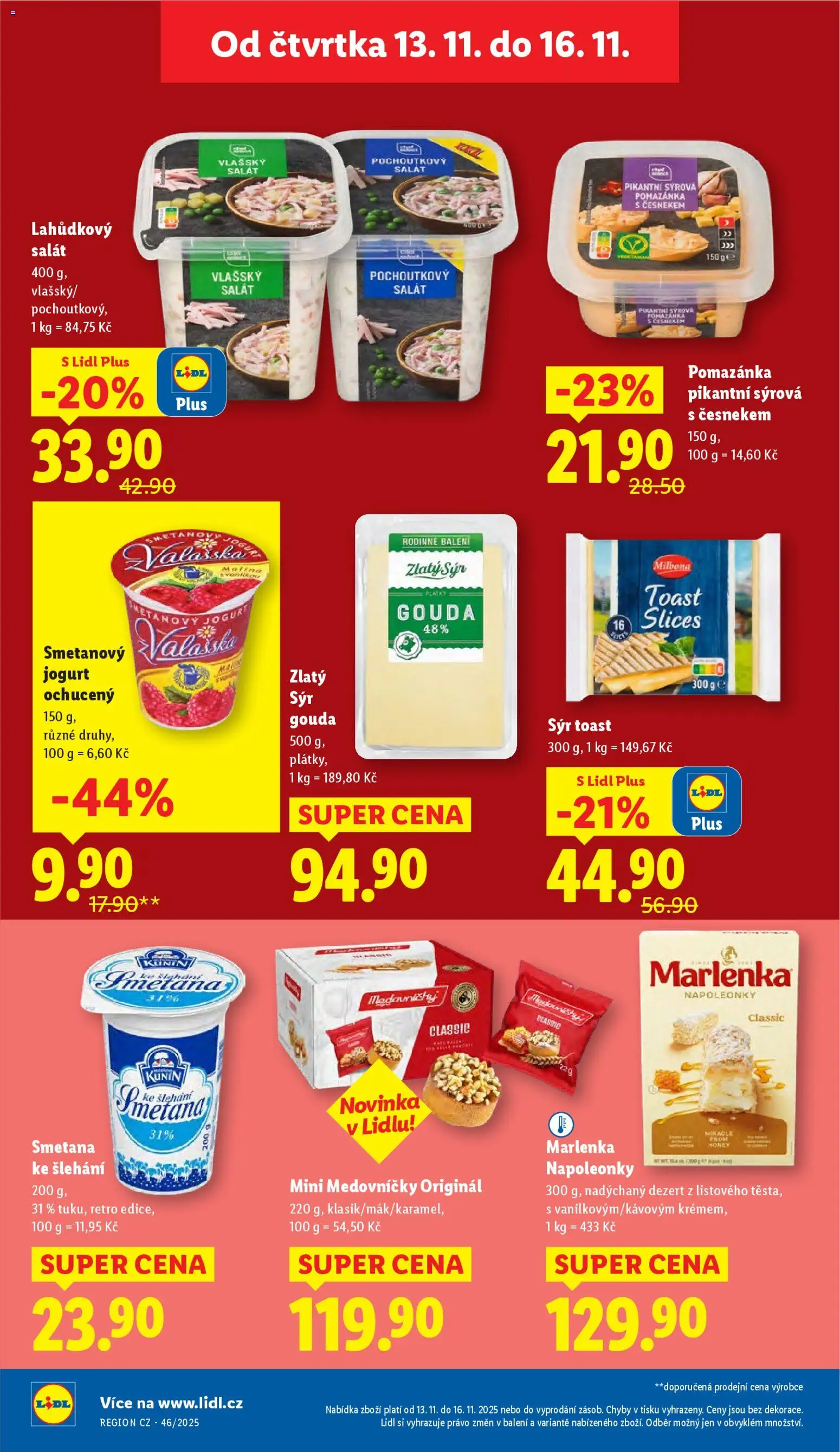Lidl leták od 13.11.2025 | Strana: 16 | Produkty: Smetanový jogurt, Smetana, Smetana ke šlehání, Pomazánka