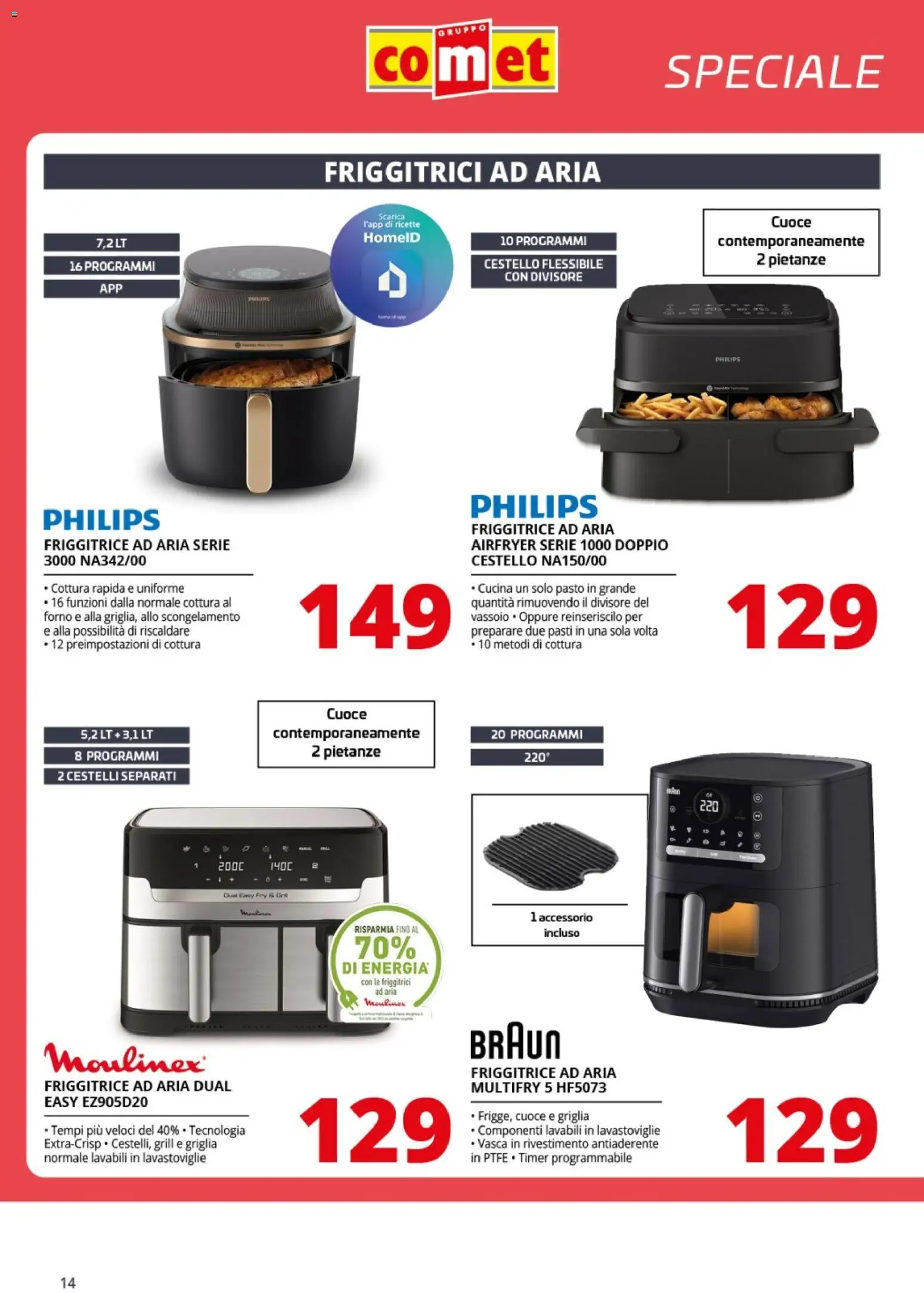 Volantino Comet del 19.02.2026 | Pagina: 14 | Prodotti: Friggitrice ad aria, Forno, Griglia, Vassoio