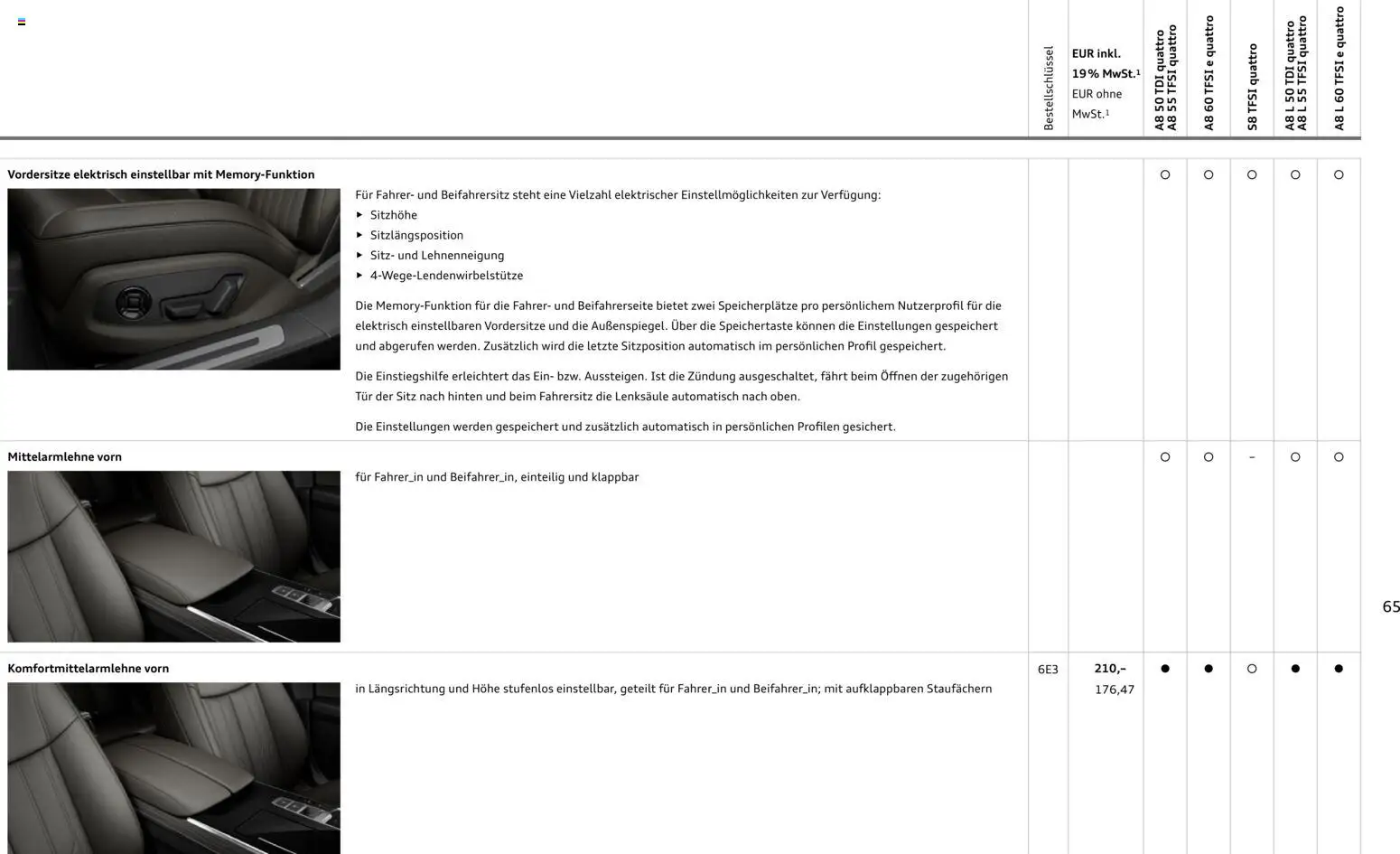 Audi A8 – gültig ab 28.10.2025 | Seite: 65
