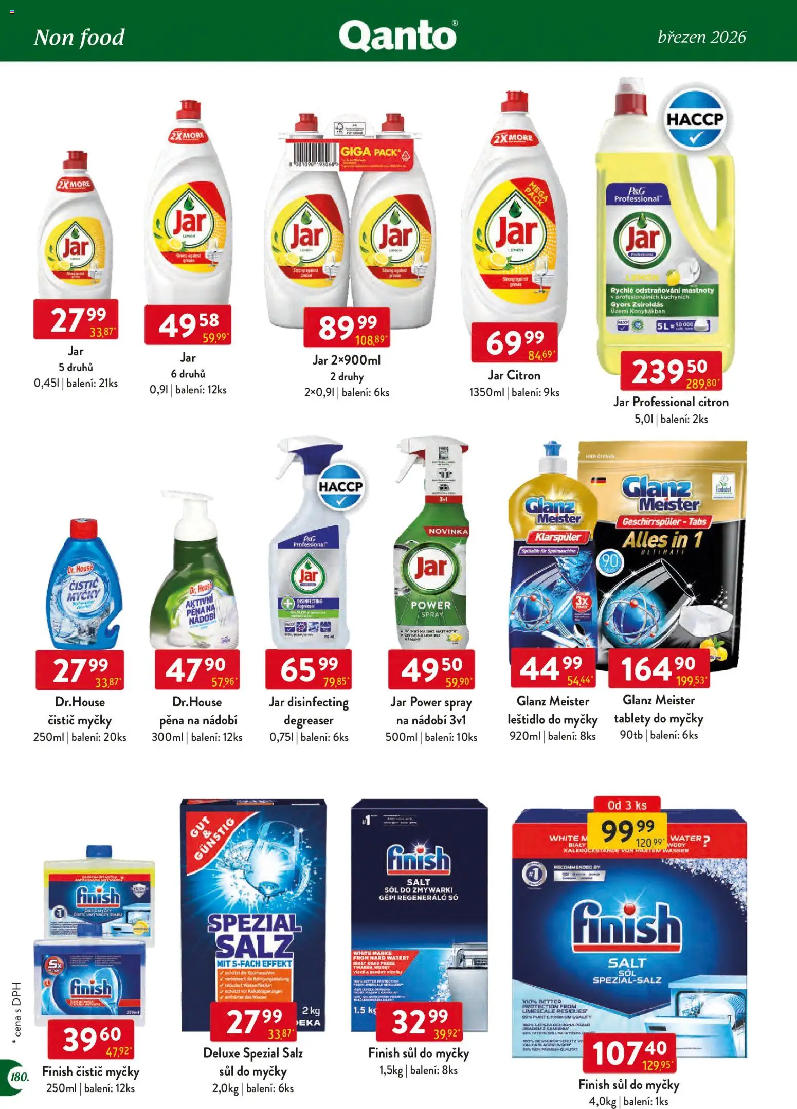 Astur & Qanto leták - Velkoobchod 03/2026 od 01.03.2026 | Strana: 180 | Produkty: Finish, Čistič myčky, Sůl do myčky, Jar