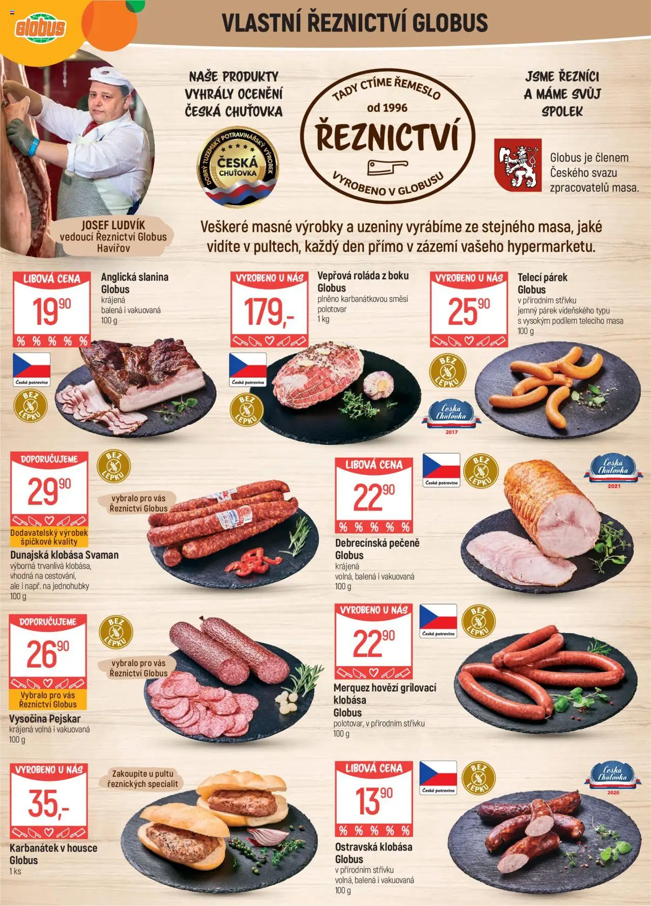Globus leták - Havířov od 13.08.2025 | Strana: 5 | Produkty: Globus, Klobása, Anglická slanina, Slanina