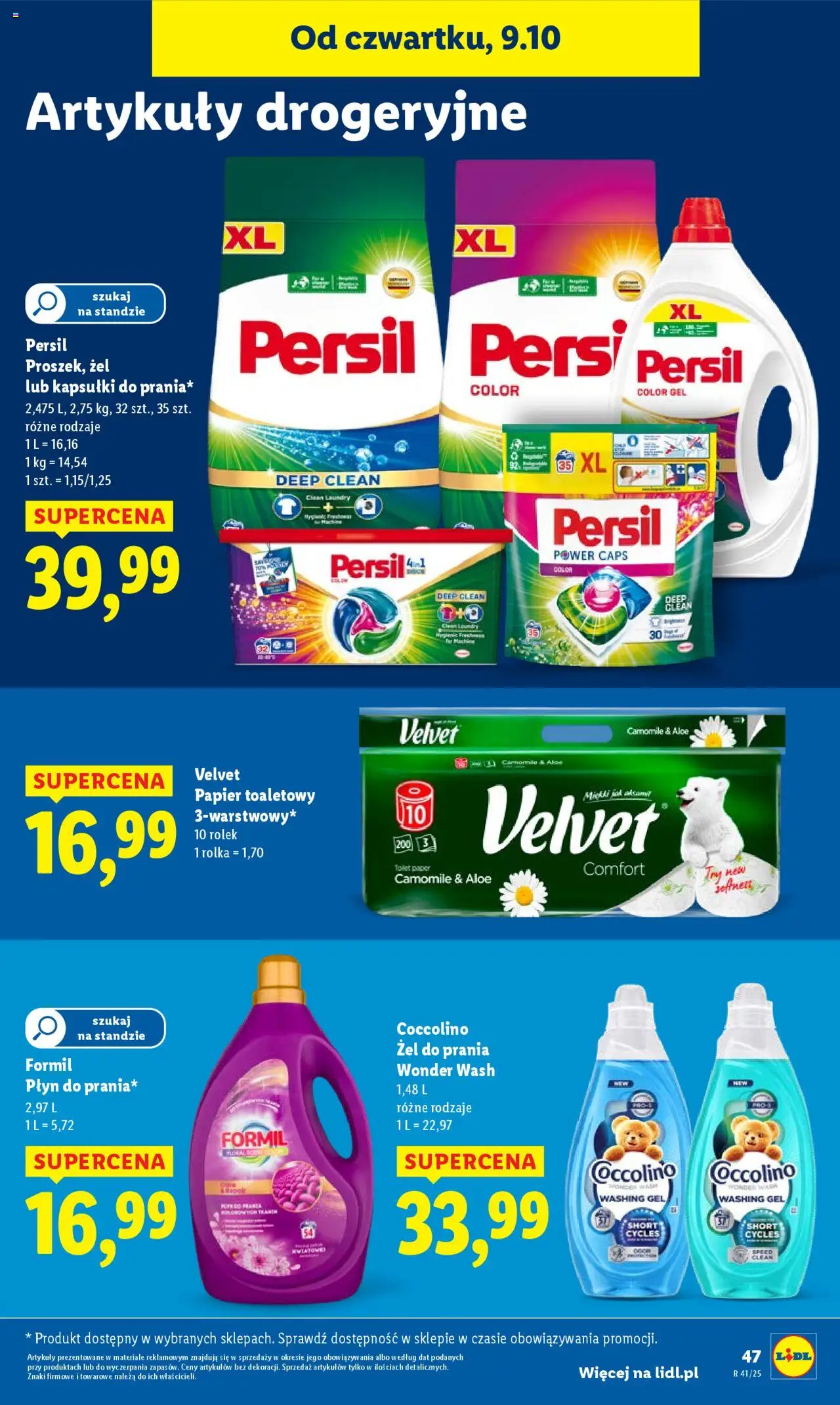 Lidl Gazetka od 09.10.2025 | Strona: 53 | Produkty: Papier toaletowy, Persil, Coccolino, Detergent