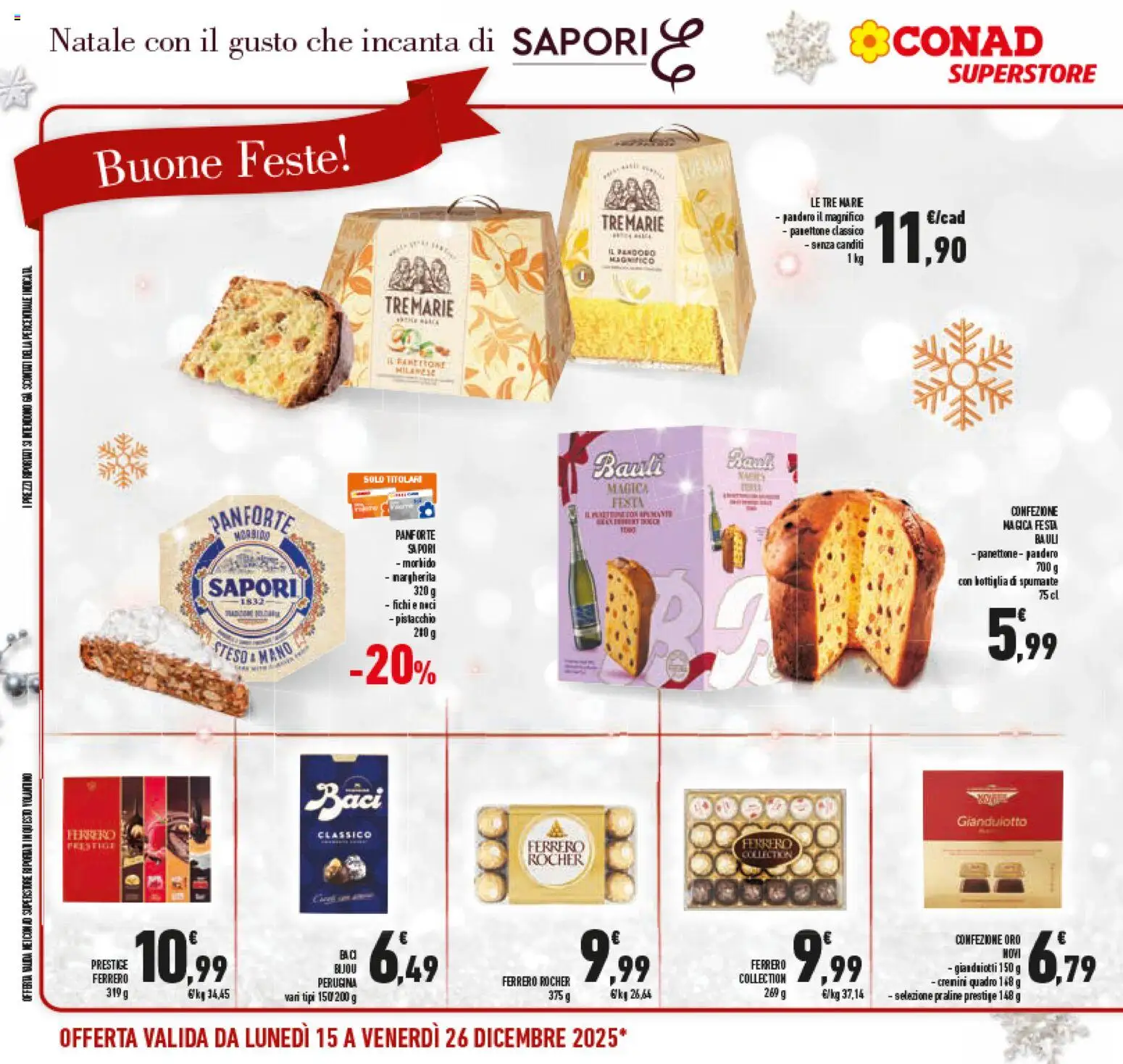 Volantino Conad del 15.12.2025 | Pagina: 8 | Prodotti: Noci, Pandoro, Panettone, Bottiglia