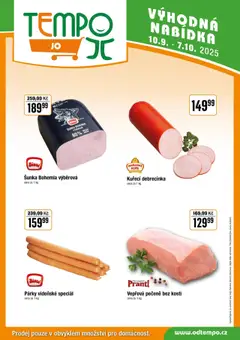 Tempo leták - JO od 10.09.2025 | Strana: 3 | Produkty: Vepřová pečeně, Šunka, Párky, Kuře