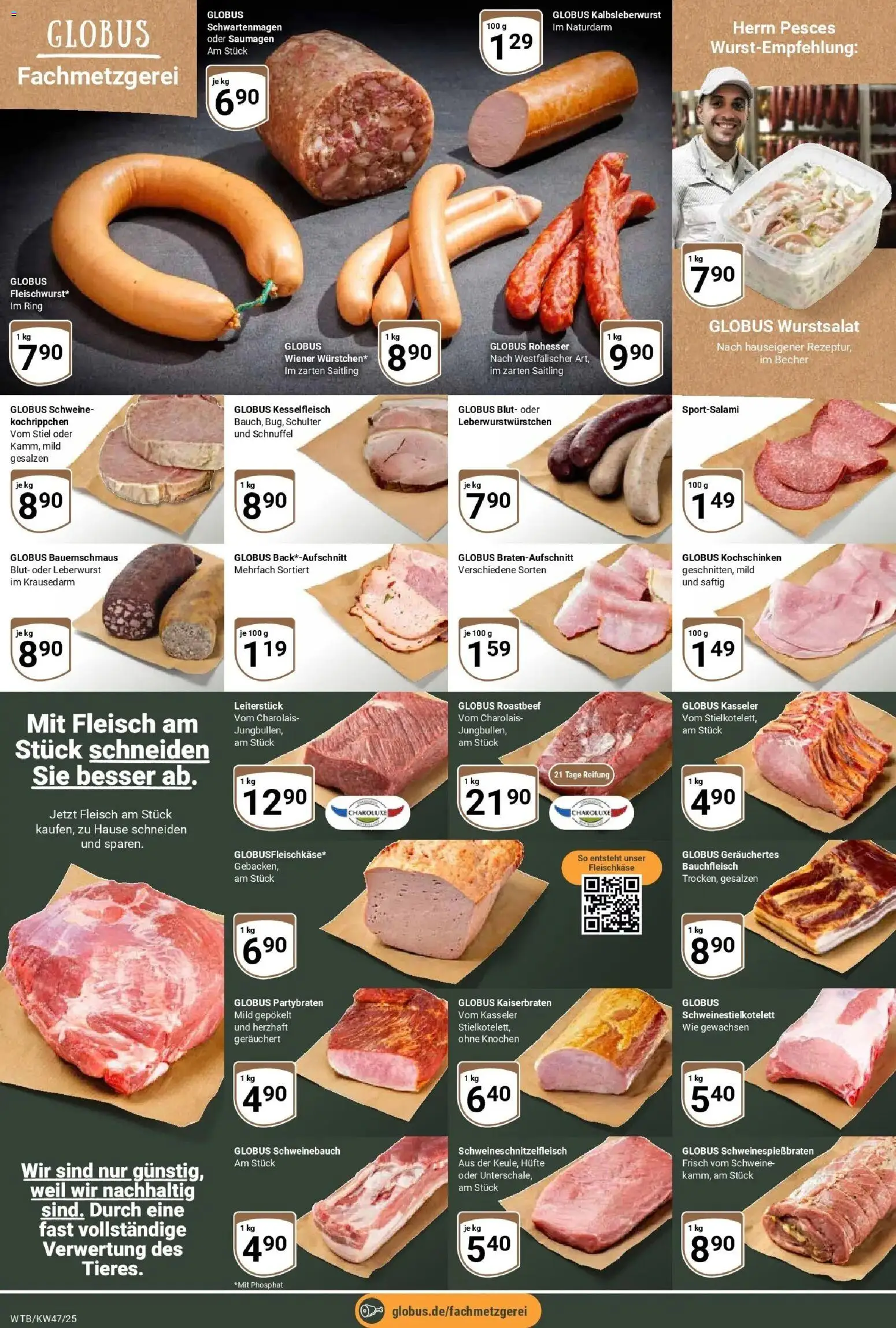 Globus prospekt Wächtersbach	 – gültig ab 17.11.2025 | Seite: 8 | Produkte: Schweinebauch, Roastbeef, Fleisch