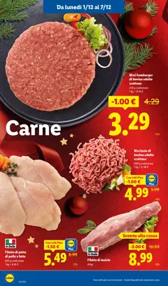 Anteprima del volantino Filetto di petto di pollo a fette, 650 g confezione valido a partire dal 01.12.2025 | Pagina: 4 | Prodotti: Bovino, Pollo, Maiale, Hamburger