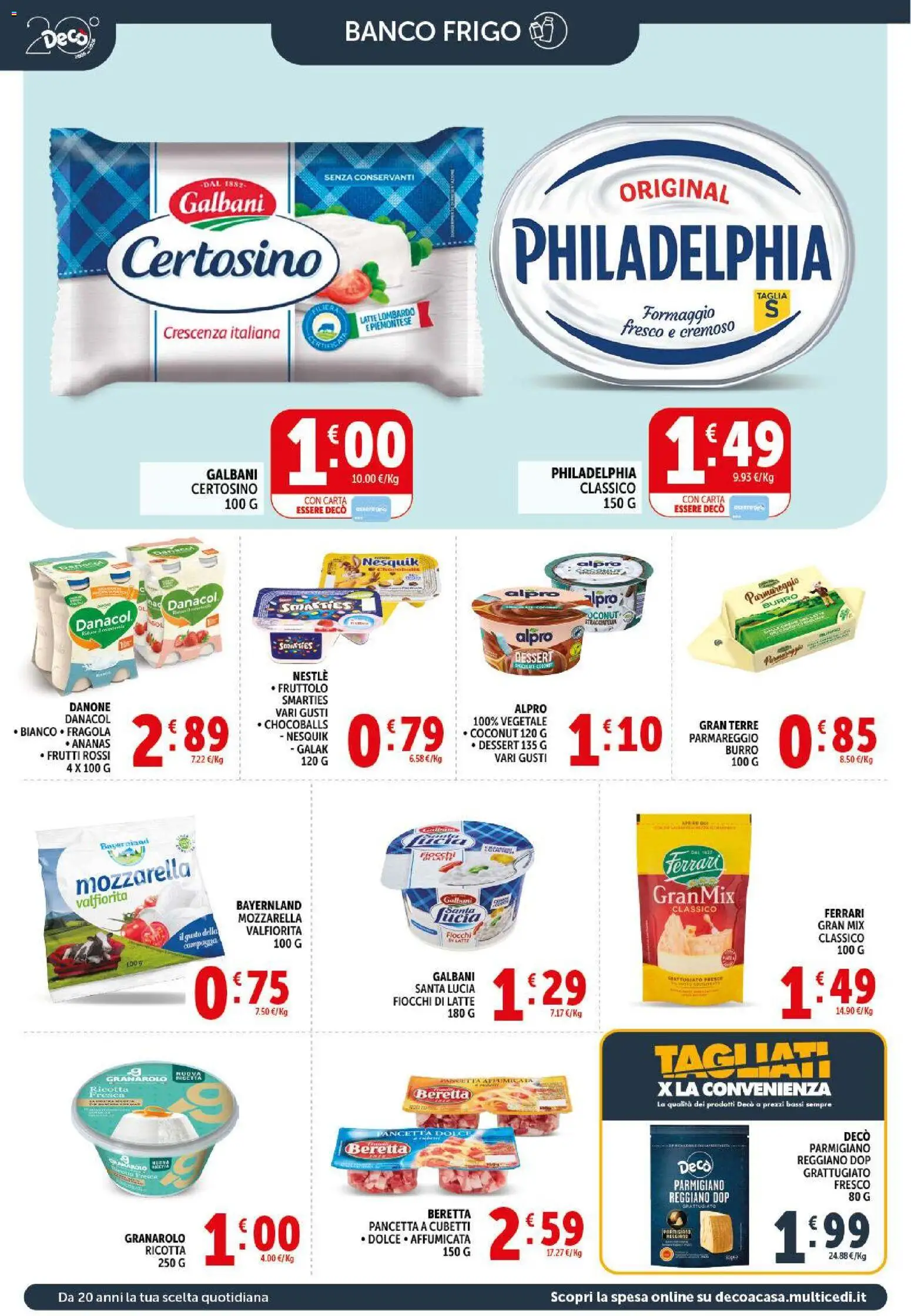 Volantino Decò del 17.03.2026 | Pagina: 8 | Prodotti: Fiocchi di latte, Formaggio, Ricotta, Crescenza