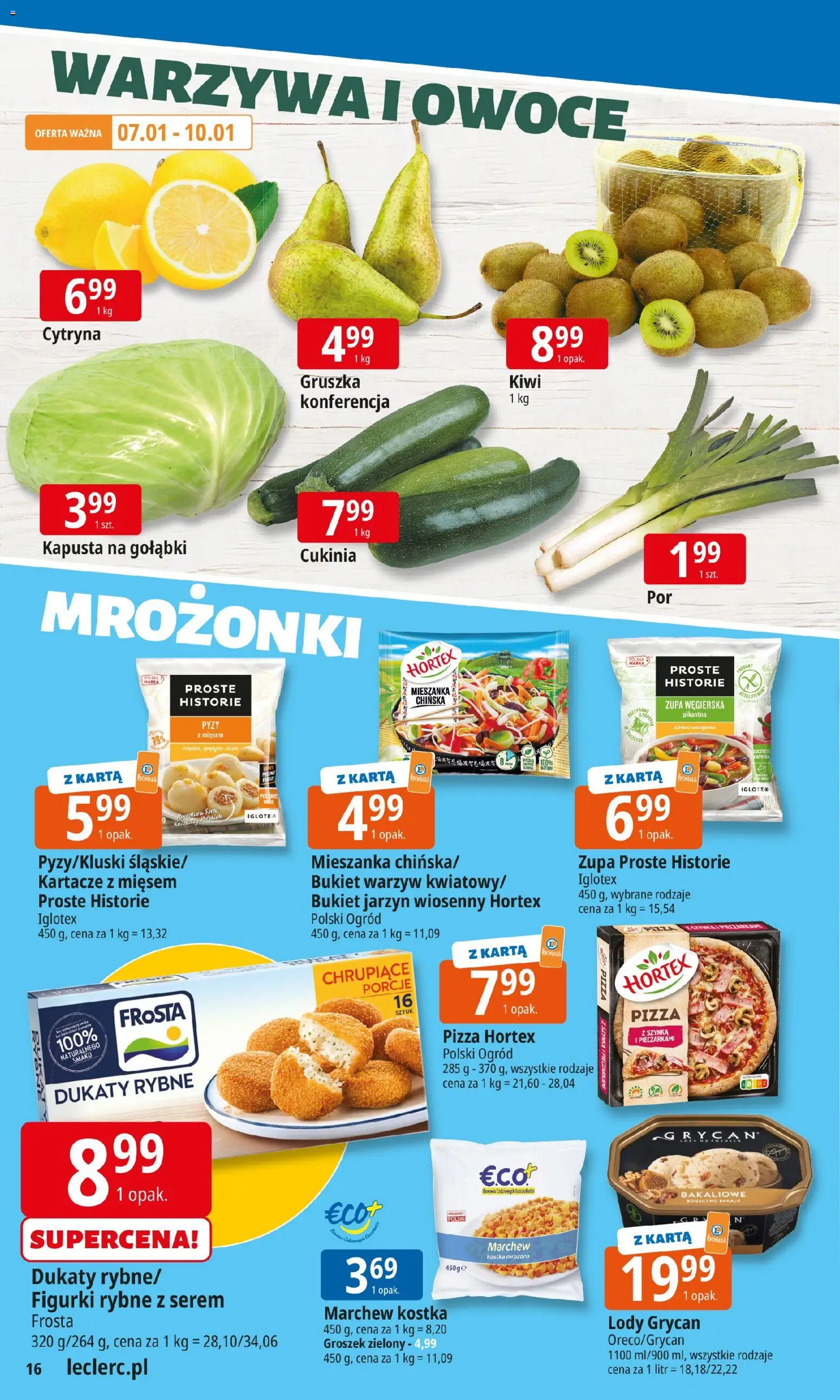 E.Leclerc Gazetka od 07.01.2026 | Strona: 16 | Produkty: Kapusta, Figurki, Lody, Warzywa