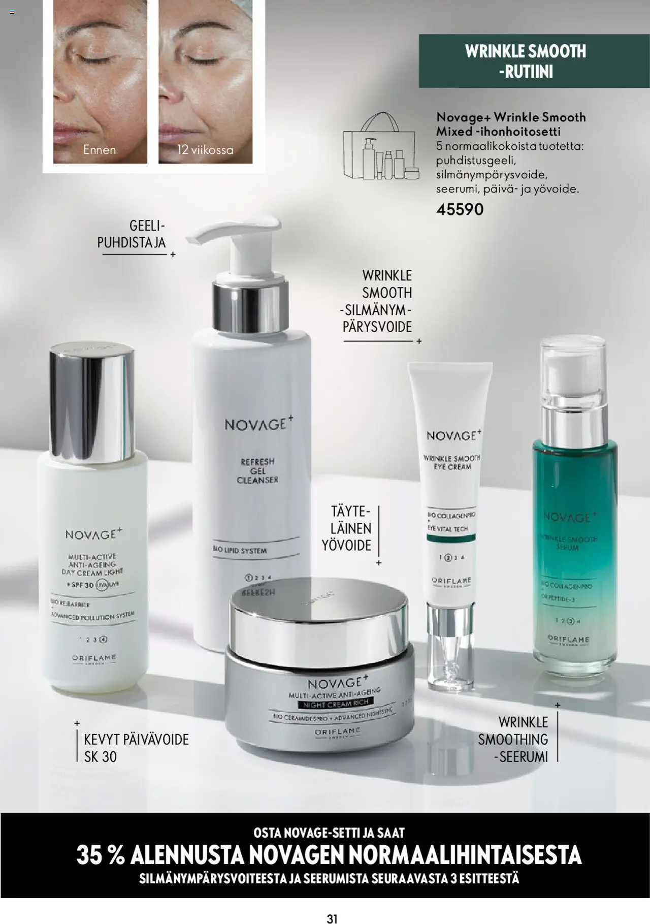 Oriflame Novage+ – voimassa 25.01.2024 alkaen | Sivu: 31 | Tuotteet: Yövoide, Seerumi