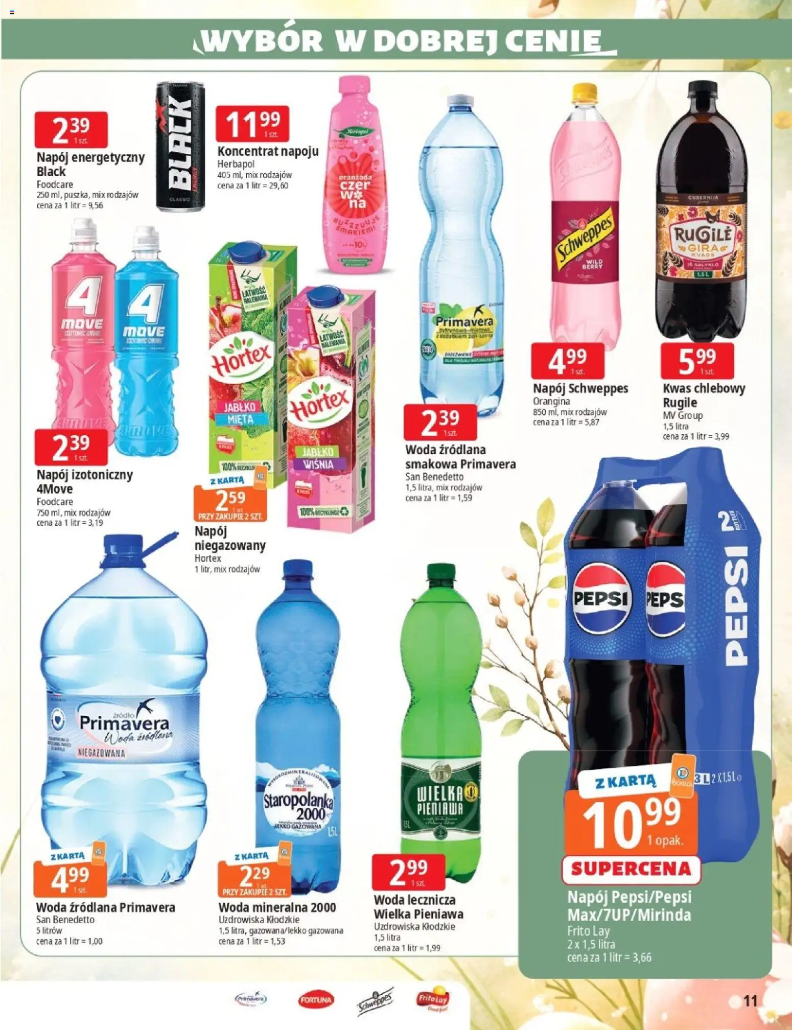 E.Leclerc gazetka - Wielkanoc od 17.03.2026 | Strona: 11 | Produkty: Kwas chlebowy, Pepsi, Mięta, Woda