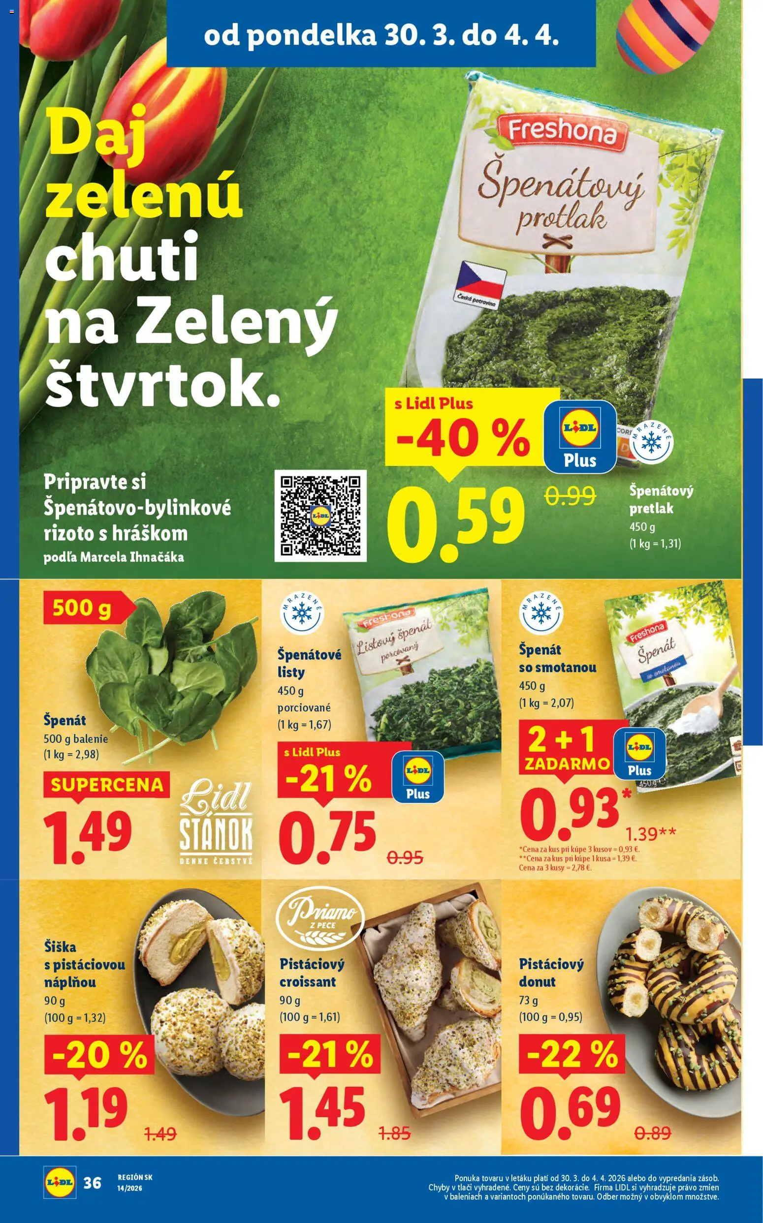 Nové Lidl akcie – leták je platný od 30.03.2026 | Strana: 44 | Produkty: Donut, Croissant
