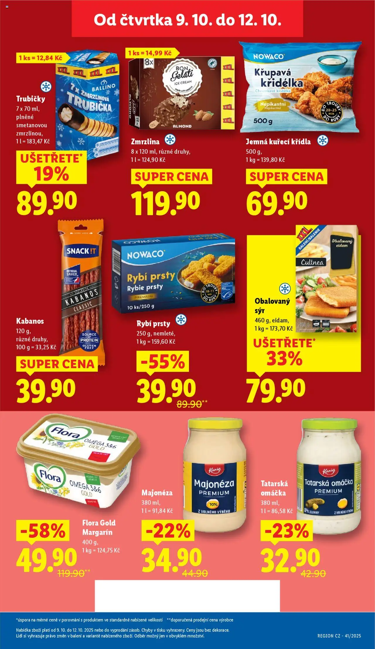 Lidl leták od 09.10.2025 | Strana: 13 | Produkty: Sýr, Bon Gelati, Margarín Flora, Flora gold