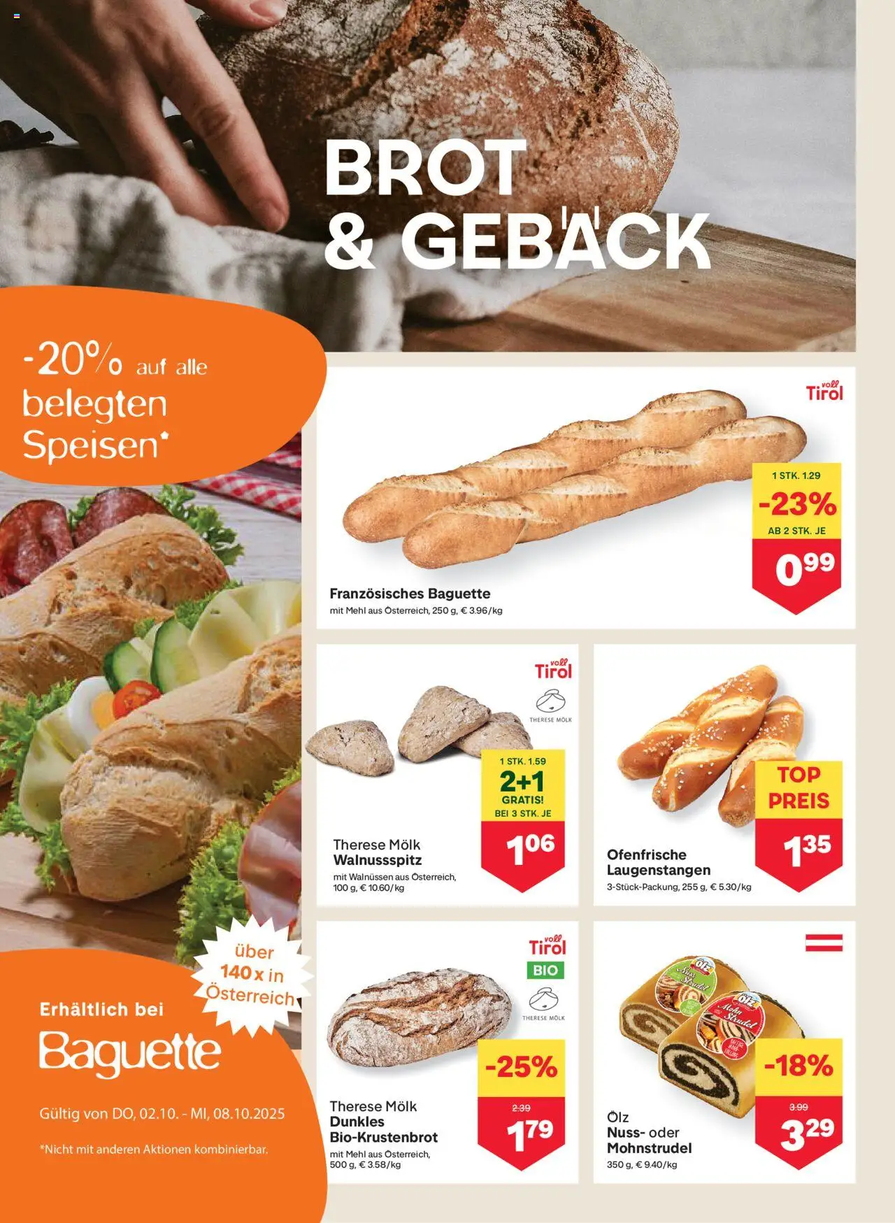 MPREIS Tirol gültig ab 02.10.2025 | Seite: 4 | Produkte: Jääkaappipakastin, Brot