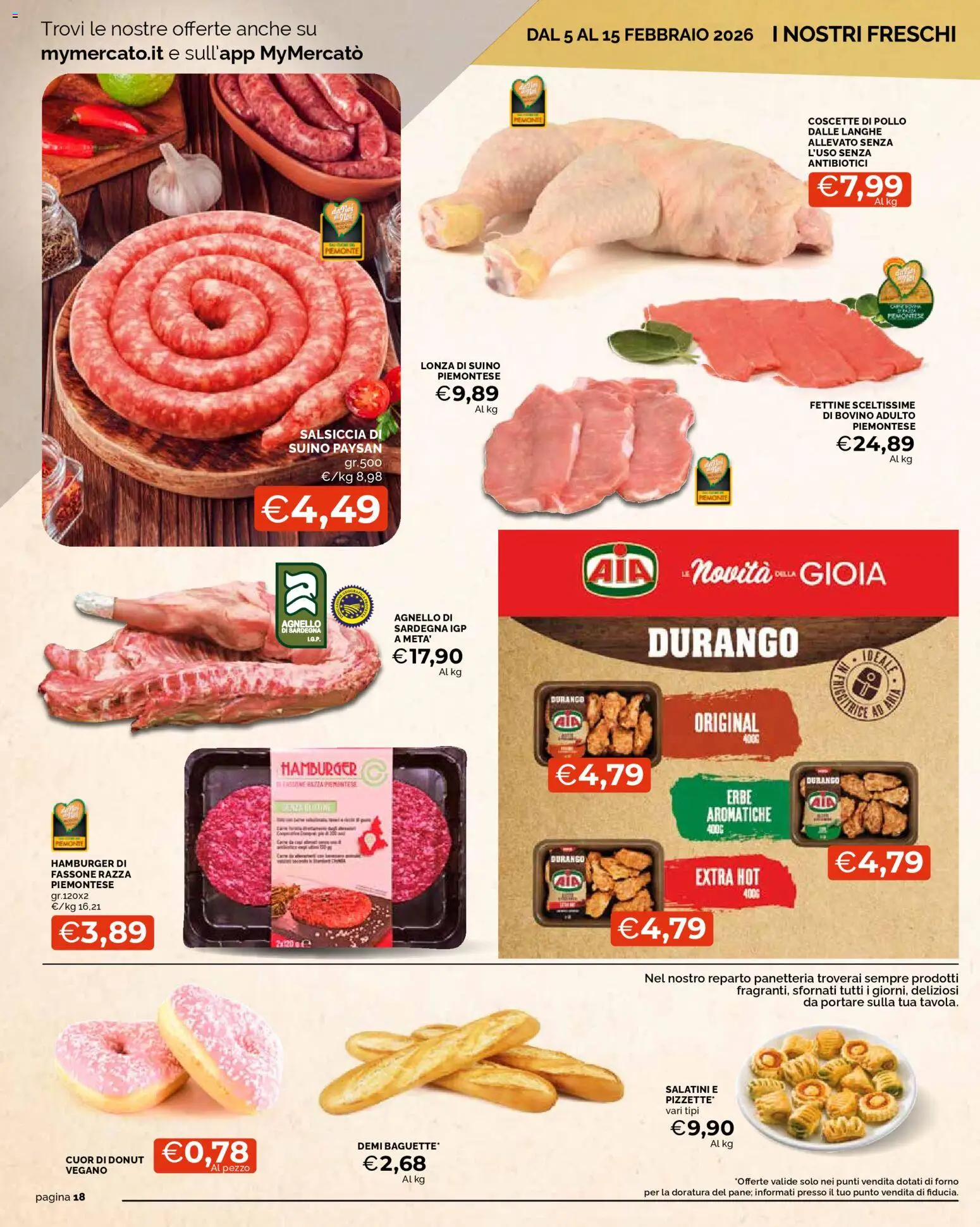 Volantino Mercatò del 05.02.2026 | Pagina: 18 | Prodotti: Pollo, Suino, Forno, Hamburger