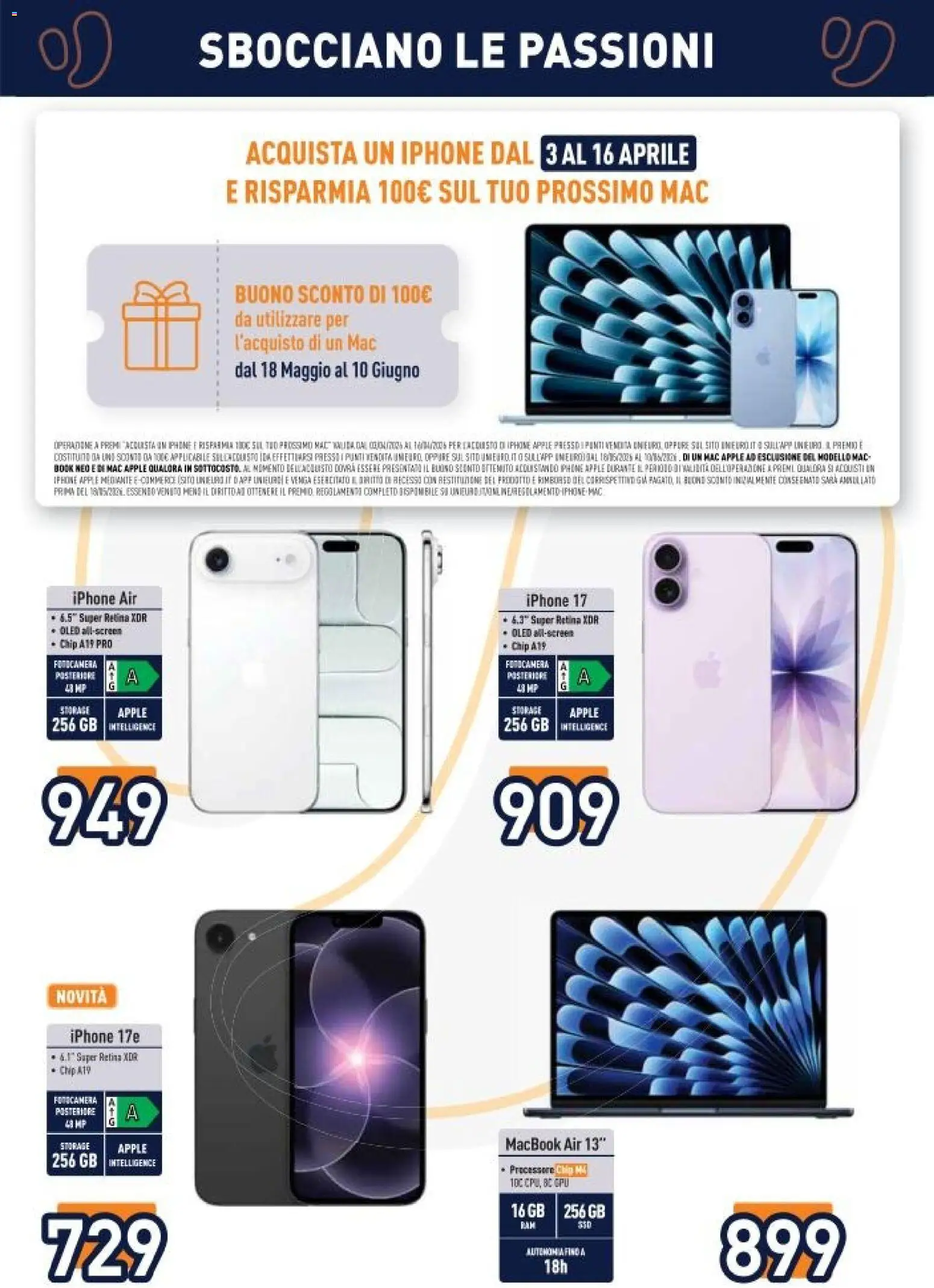 Volantino Unieuro del 03.04.2026 | Pagina: 30 | Prodotti: Macbook air, Iphone, Fotocamera, Macbook