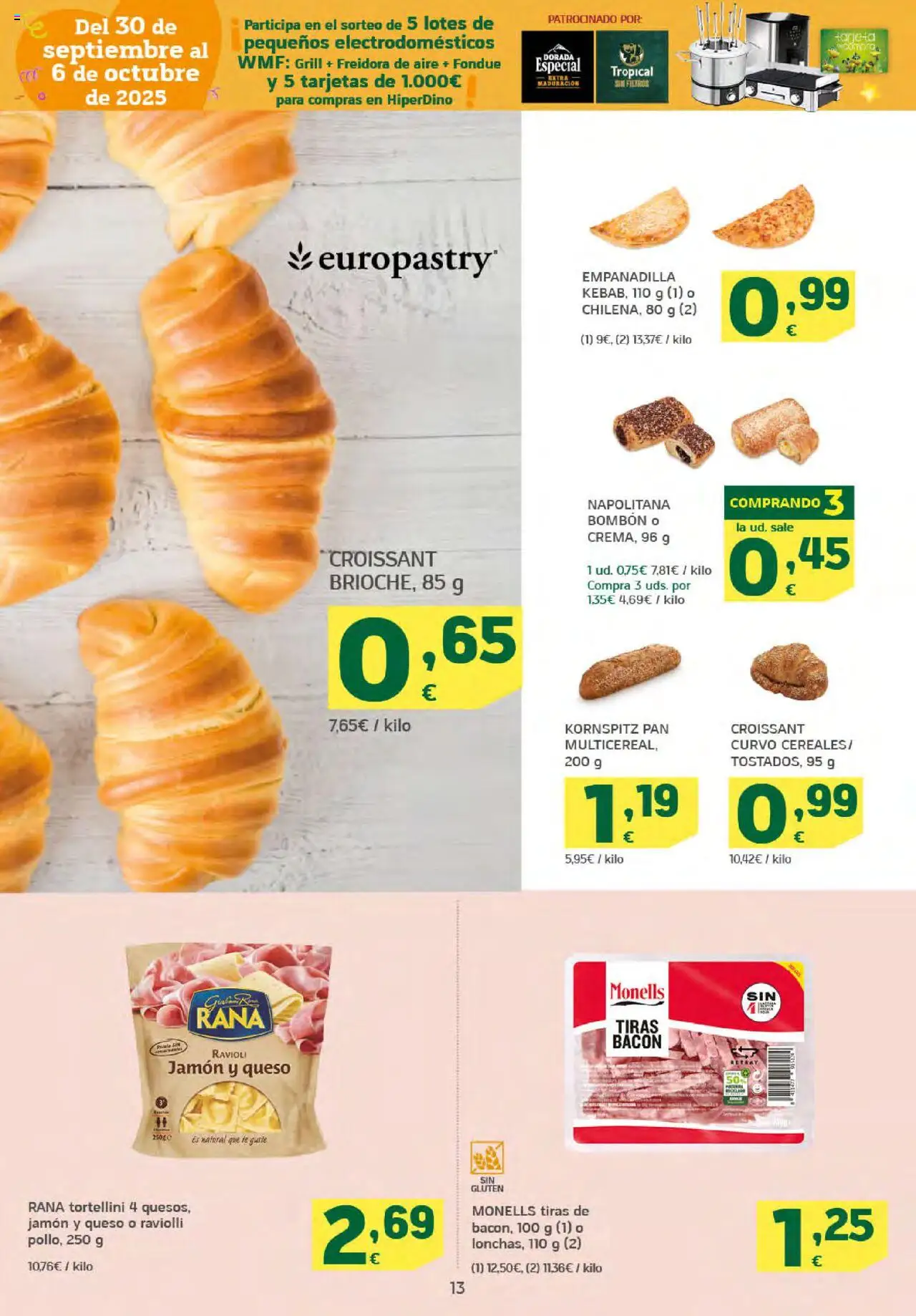 HiperDino folleto │ válido desde el 25.09.2025 | Página: 13 | Productos: Pan, Croissant, Té, Freidora