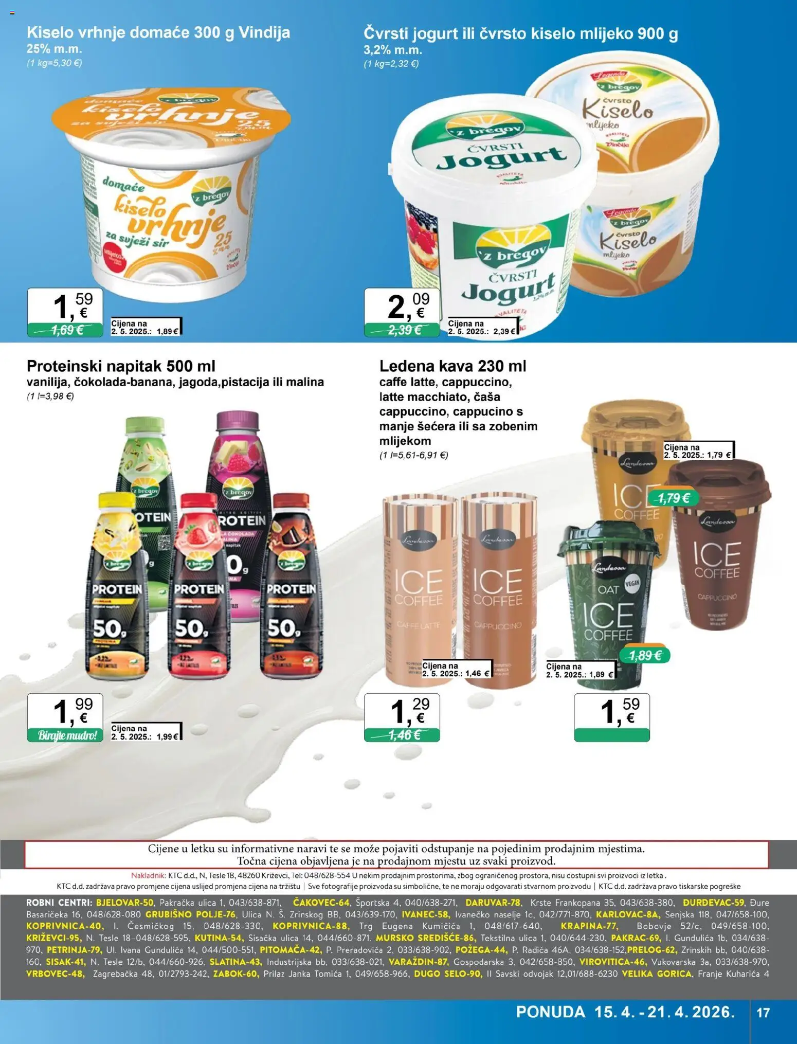KTC katalog | vrijedi od 15.04.2026 | Stranica: 17 | Proizvodi: Mlijeko, Jogurt, Ledena kava, Cappuccino