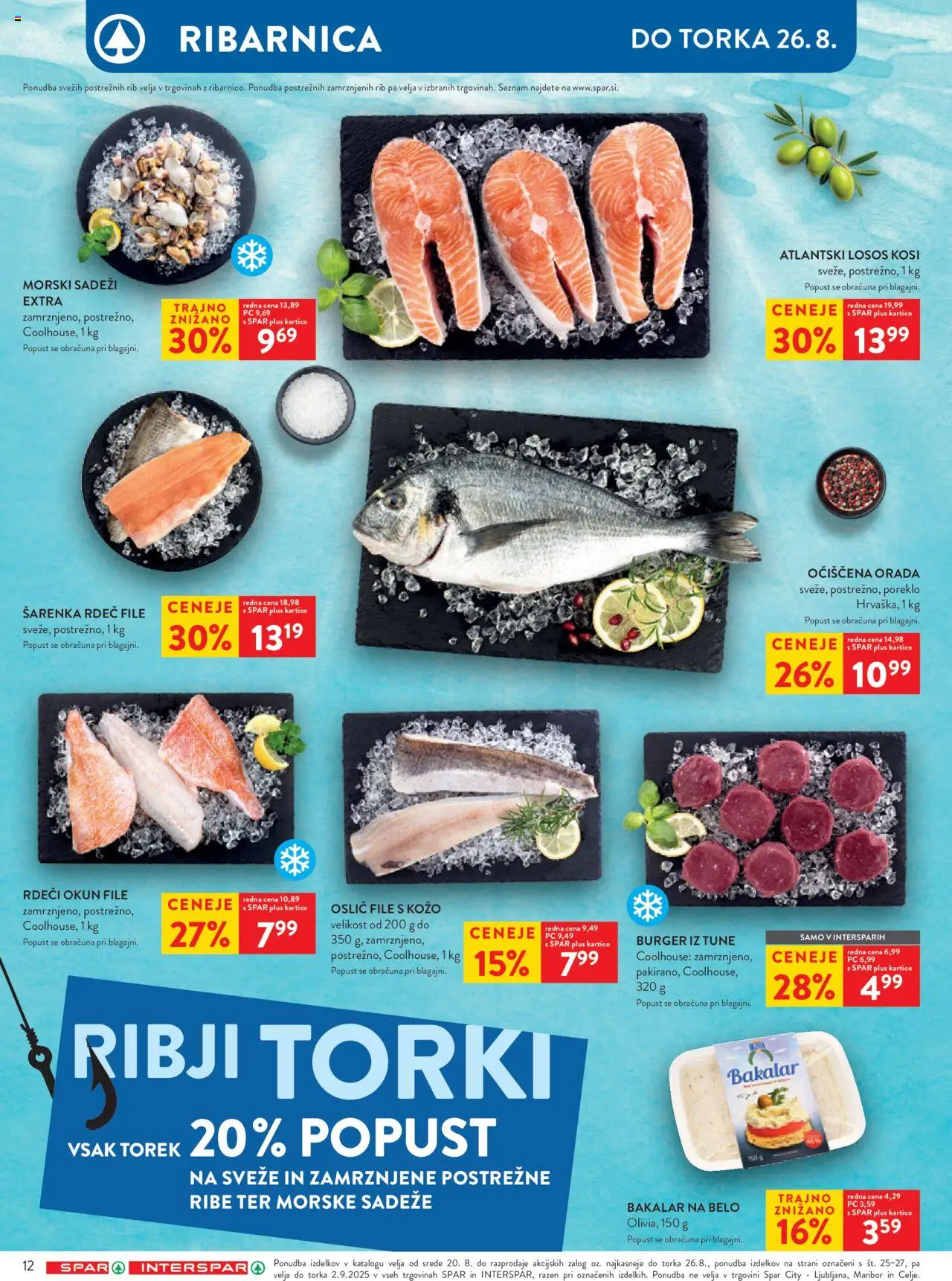 Spar katalog 34/25 │ velja od 20.08.2025 | Stran: 12 | Izdelki: Losos, Orada, Ribe, Morski sadezi