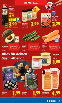 Lidl Aktionen – gültig ab 18.09.2025 | Seite: 21 | Produkte: Lachs, Reis, Chili, Mayonnaise