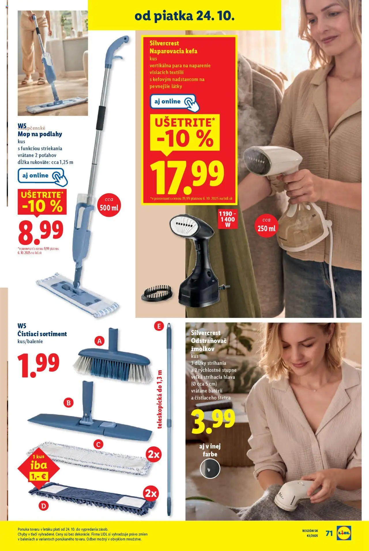 Nové Lidl akcie – leták je platný od 20.10.2025 | Strana: 95 | Produkty: Mop, Kefa