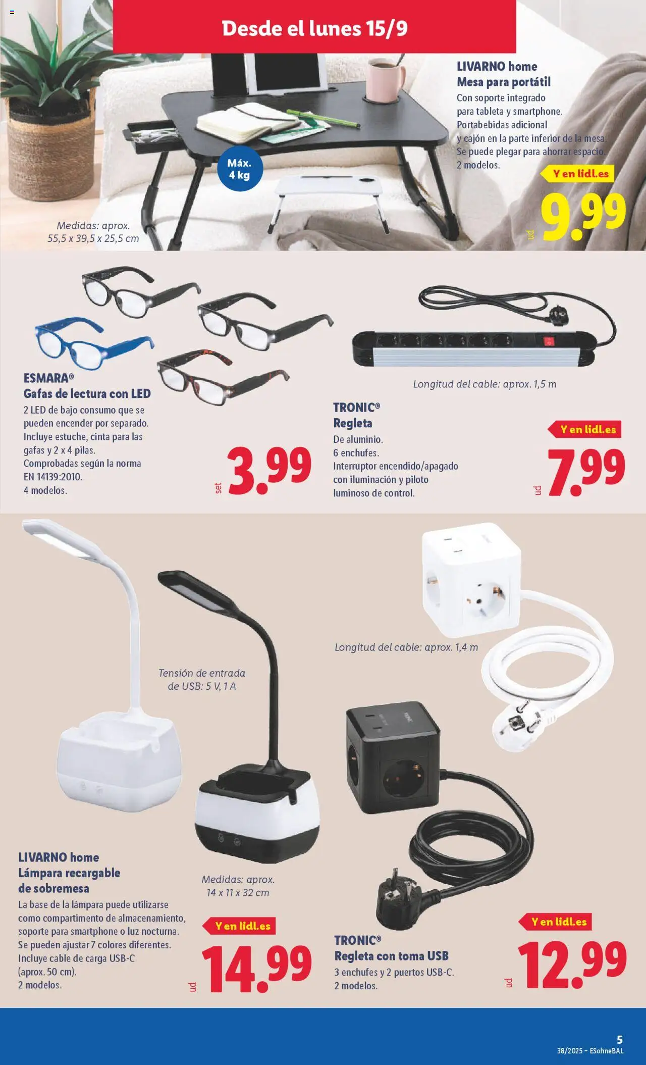 Lidl folleto de bazar │ válido desde el 15.09.2025 | Página: 11 | Productos: Tableta, Smartphone, Galette de chaise, Mesa