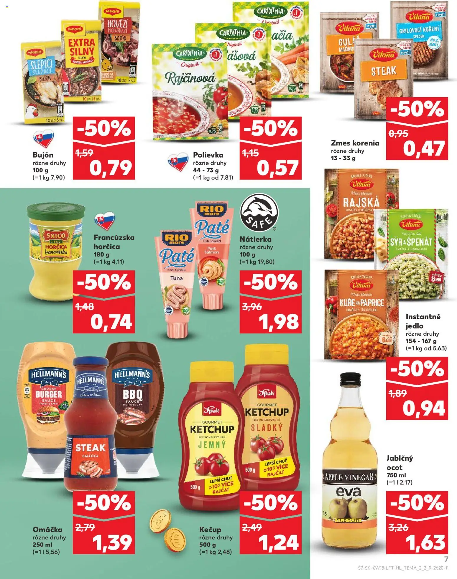 Nové Kaufland akcie – leták je platný od 30.04.2026 | Strana: 7 | Produkty: Bujón, Omáčka, Ocot, Jablčný ocot