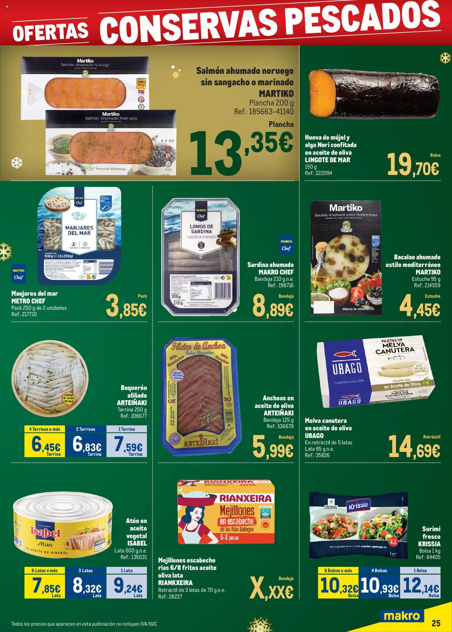 Makro - Precios Navidad Canarias │ válido desde el 24.11.2025 | Página: 25 | Productos: Aceite, Bolsa, Plancha, Bandeja