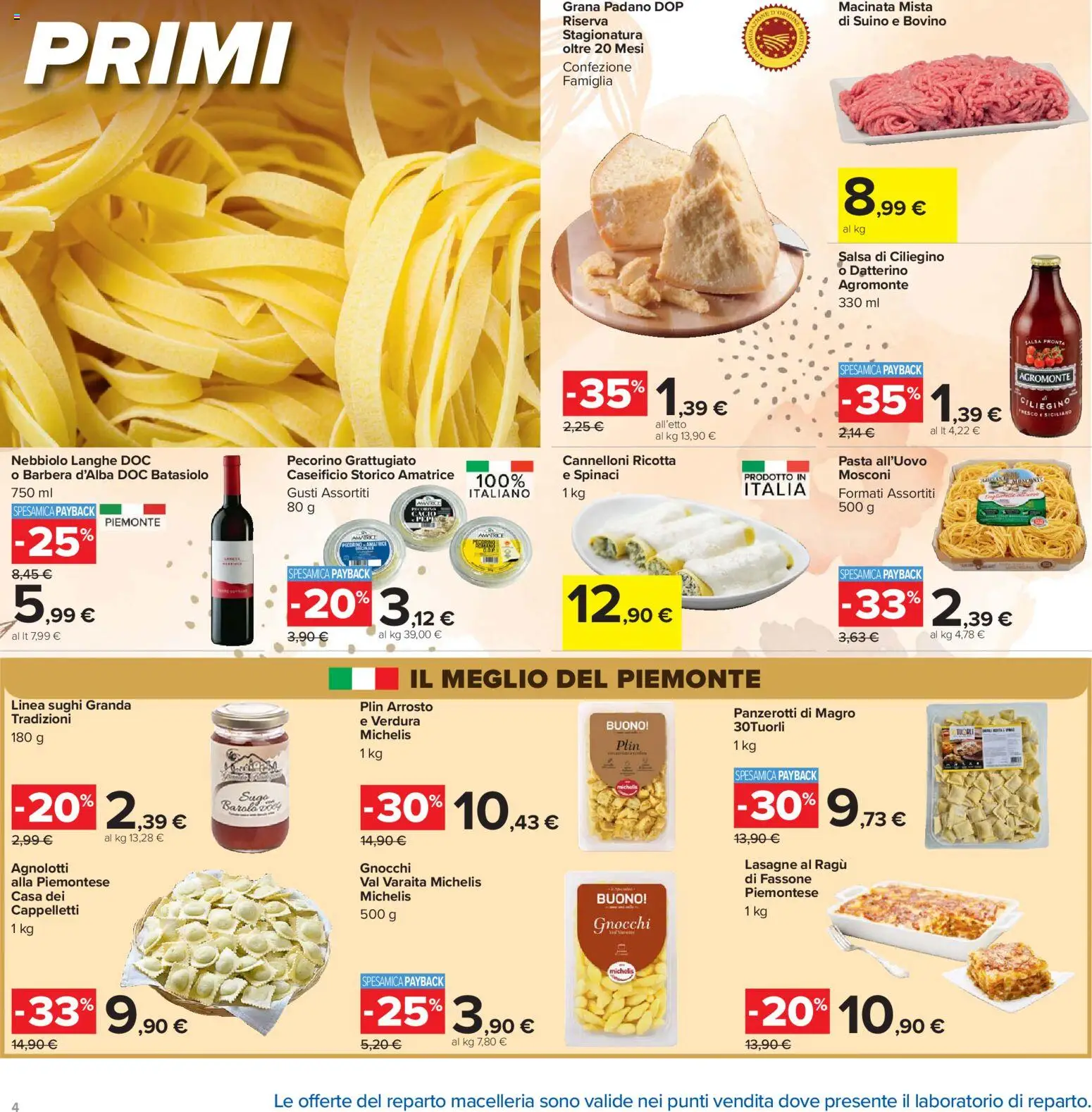 Volantino Carrefour del 24.03.2026 | Pagina: 4 | Prodotti: Ragú, Grana Padano, Sugo, Pecorino