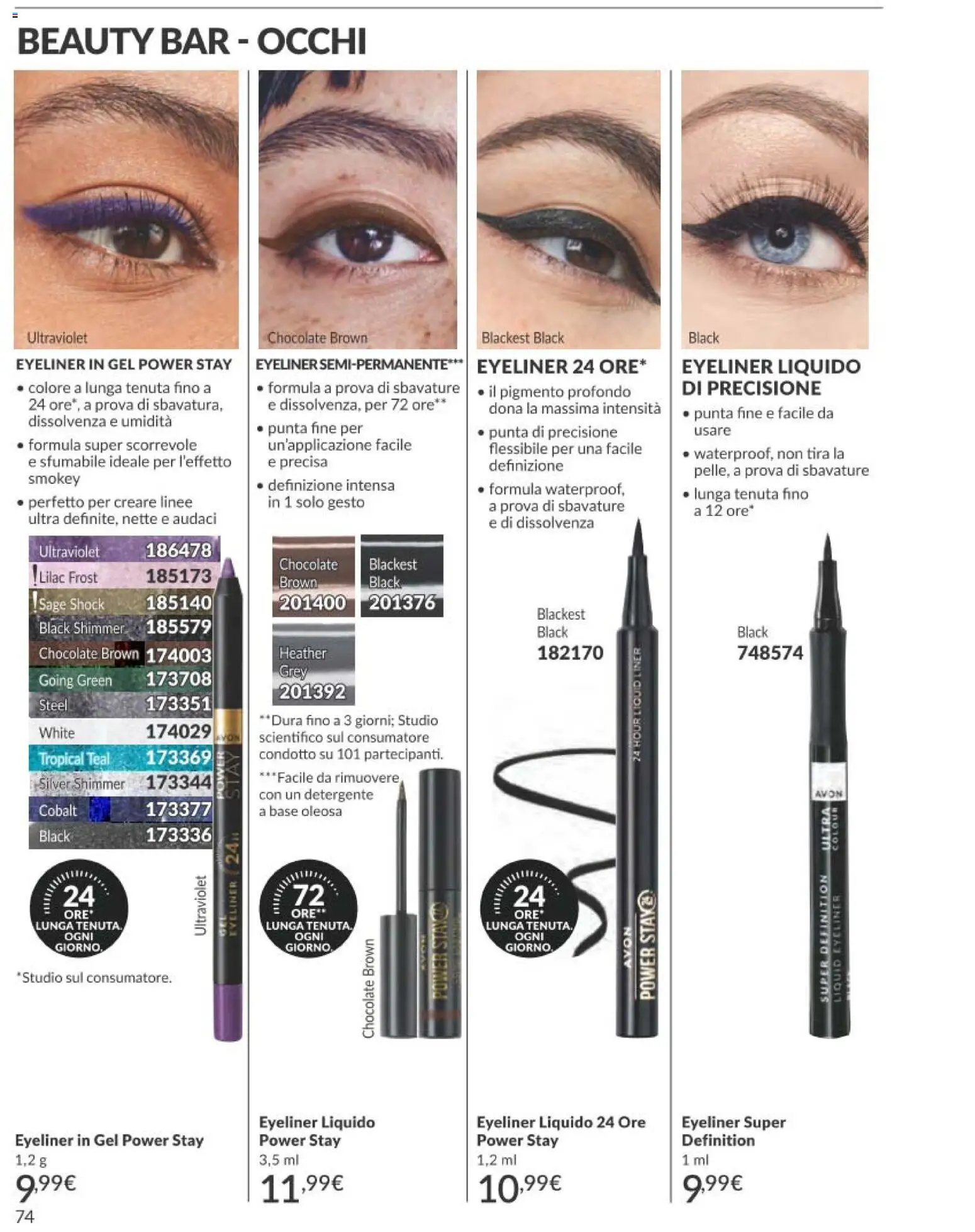 Volantino Avon del 01.12.2025 | Pagina: 74 | Prodotti: Eyeliner, Detergente