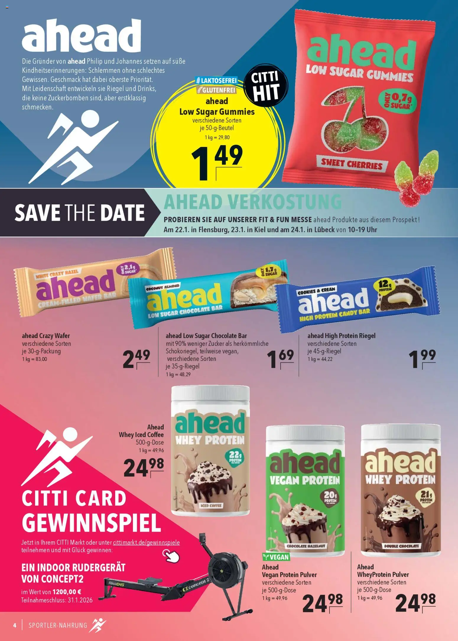 CITTI Markt Sportlernahrung – gültig ab 02.01.2026 | Seite: 4 | Produkte: Rudergerät, Zucker, Uhr