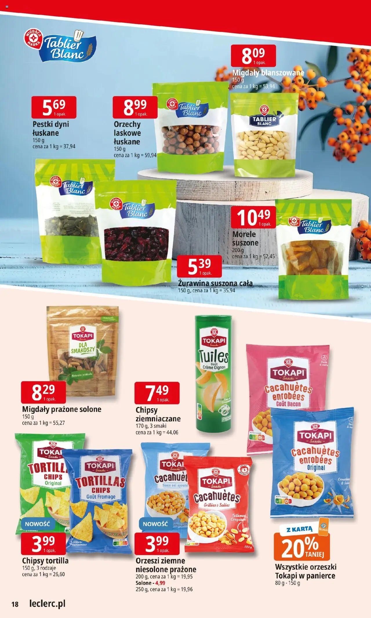 E.Leclerc Gazetka - Kłodzko od 20.10.2025 | Strona: 18 | Produkty: Tortilla, Morele, Żurawina, Orzechy