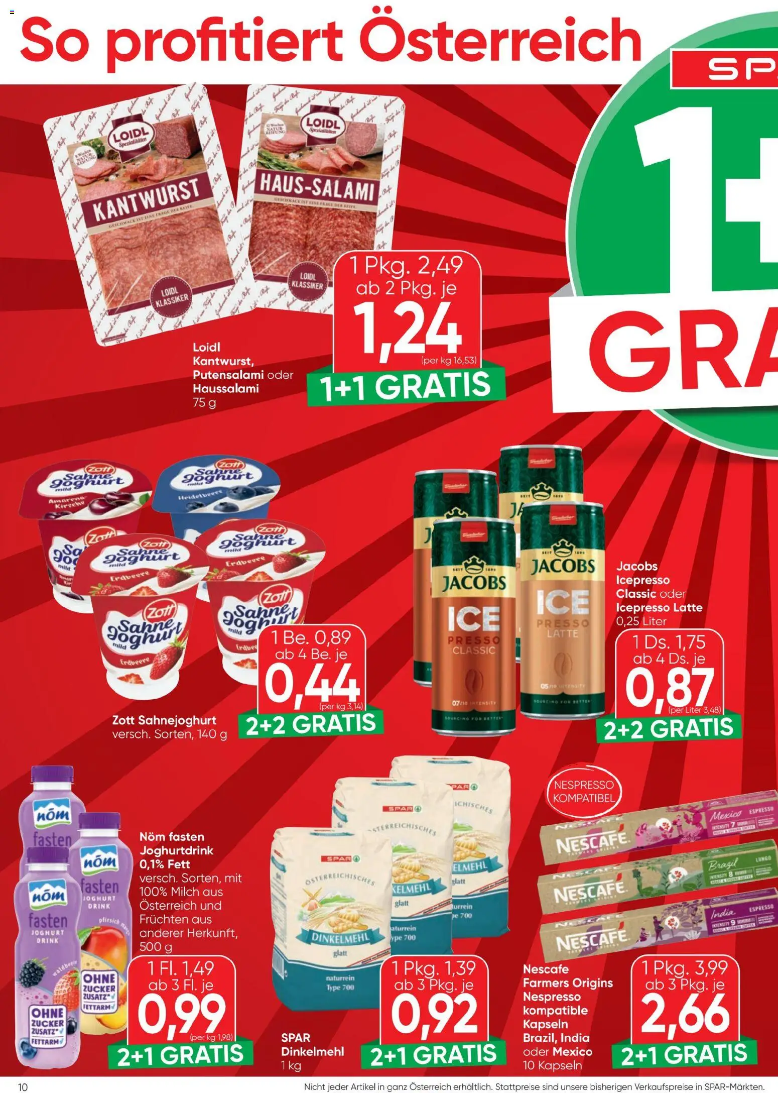 Spar Flugblatt gültig ab 12.02.2026 | Seite: 10 | Produkte: Sahne, Zucker, Pfirsich, Joghurt