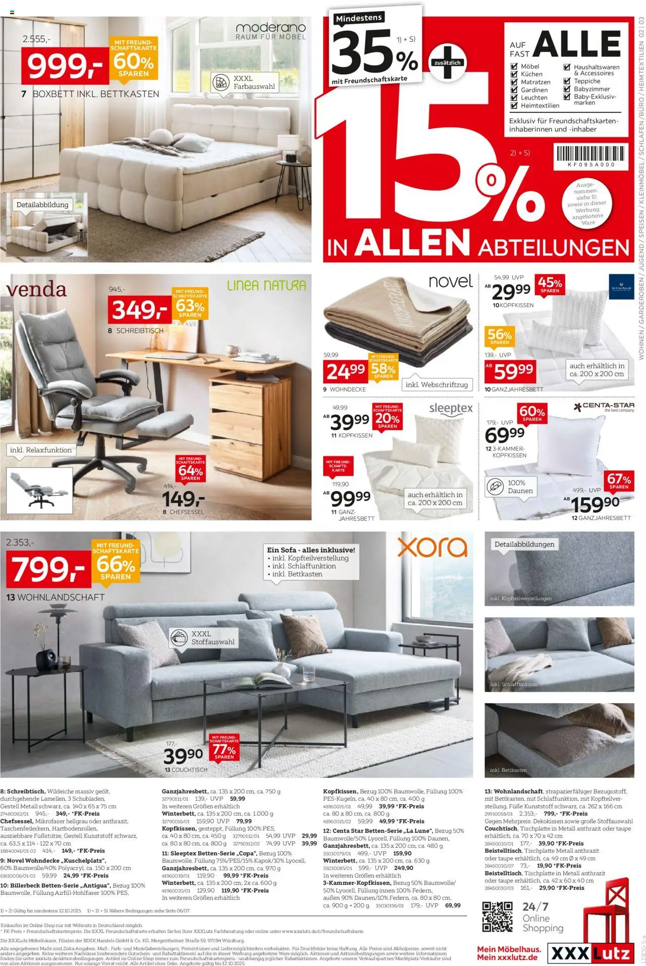 XXXL Lutz Prospekt 	 – gültig ab 29.09.2025 | Seite: 3 | Produkte: Couchtisch, Kopfkissen, Chefsessel, Kuchen