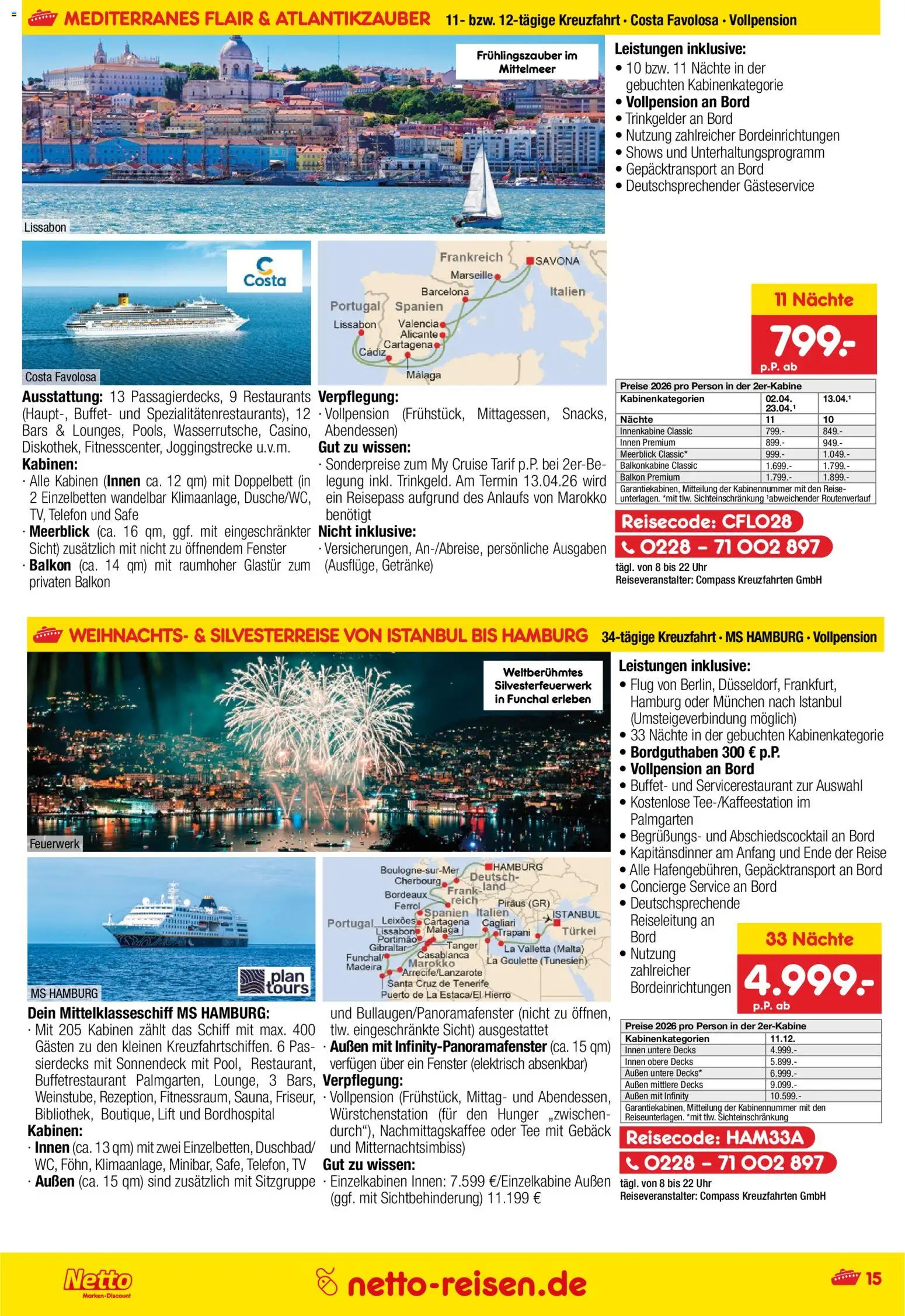 Netto Reisen Prospekt 	 – gültig ab 29.12.2025 | Seite: 15 | Produkte: Doppelbett, Telefon, Uhr, TV