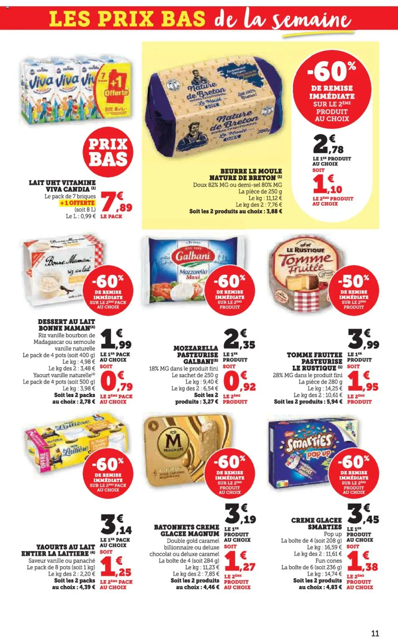  | Page: 11 | Produits: Mozzarella, Briques, Beurre, Bourbon