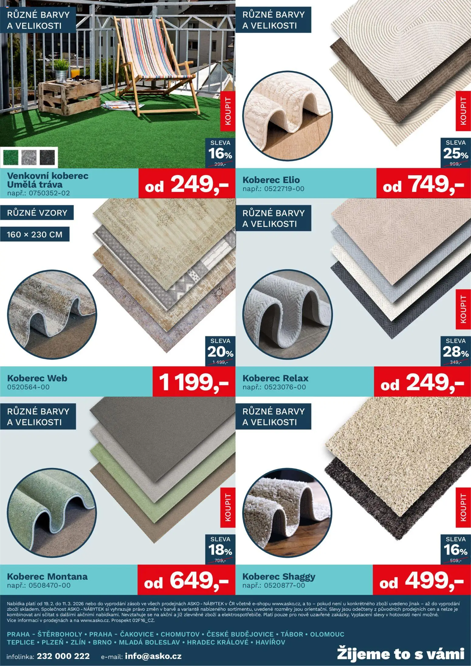 ASKO nábytek leták - Bytové doplňky za skvělé ceny od 19.02.2026 | Strana: 5 | Produkty: Venkovní koberec, Nábytek, Koberec, Barvy