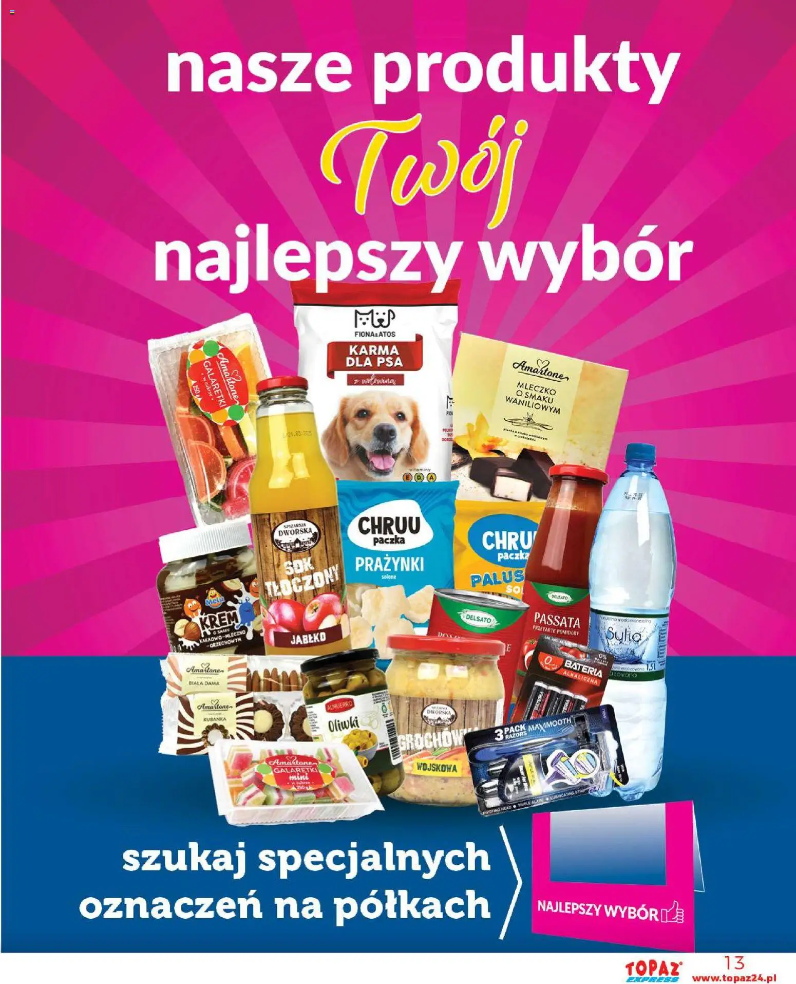 Topaz Gazetka - Express od 13.11.2025 | Strona: 13 | Produkty: Galaretki, Bateria, Pomidory, Krem