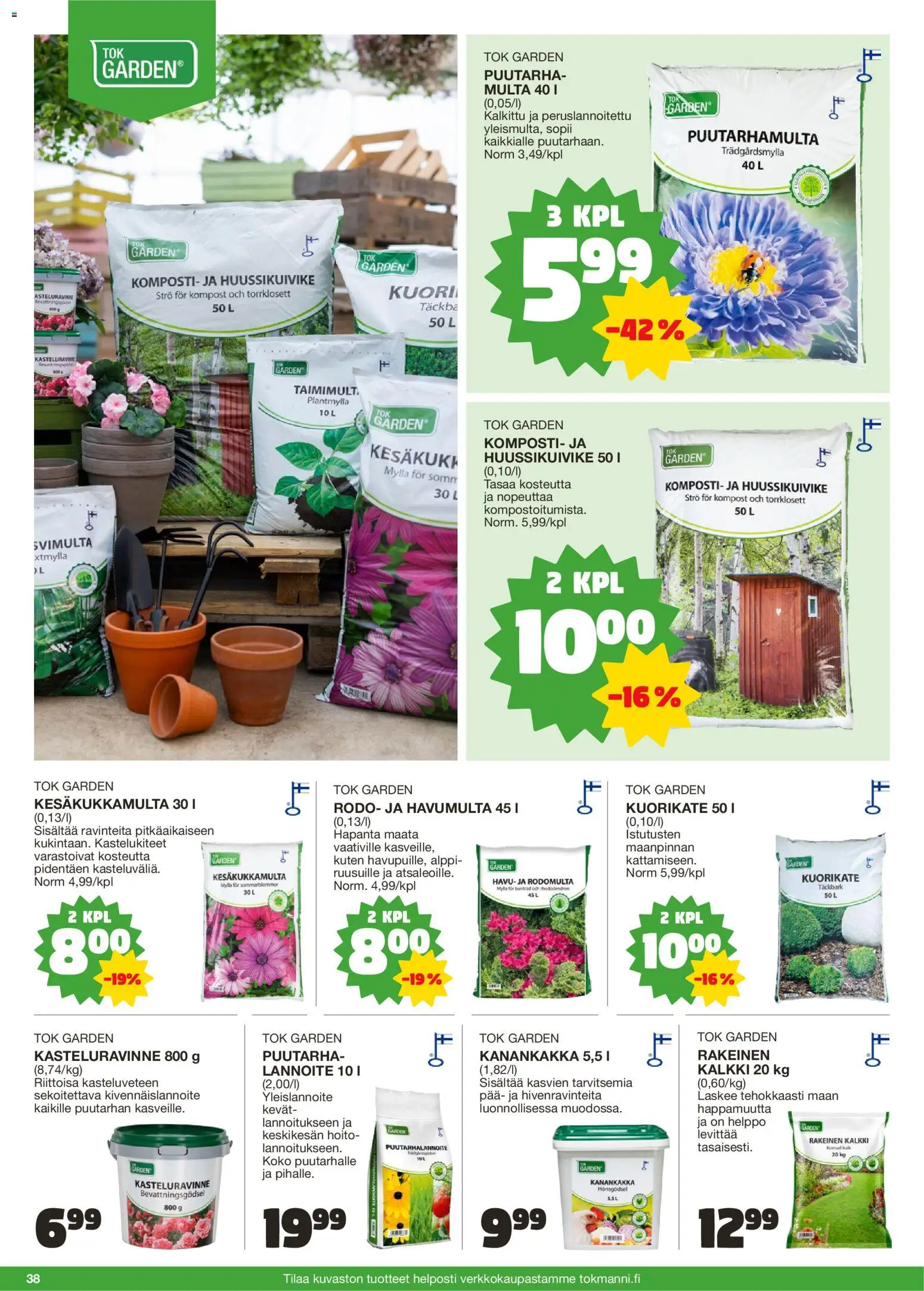 Tokmanni - Kesä 2026 – voimassa 02.04.2026 alkaen | Sivu: 38 | Tuotteet: Multa, Komposti, Lannoite