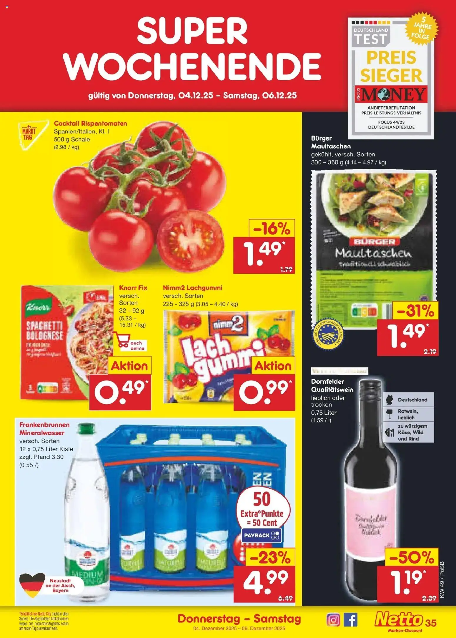 Netto Marken-Discount prospekt Regensburg	 – gültig ab 01.12.2025 | Seite: 37 | Produkte: Knorr fix, Knorr, Mineralwasser, Maultaschen