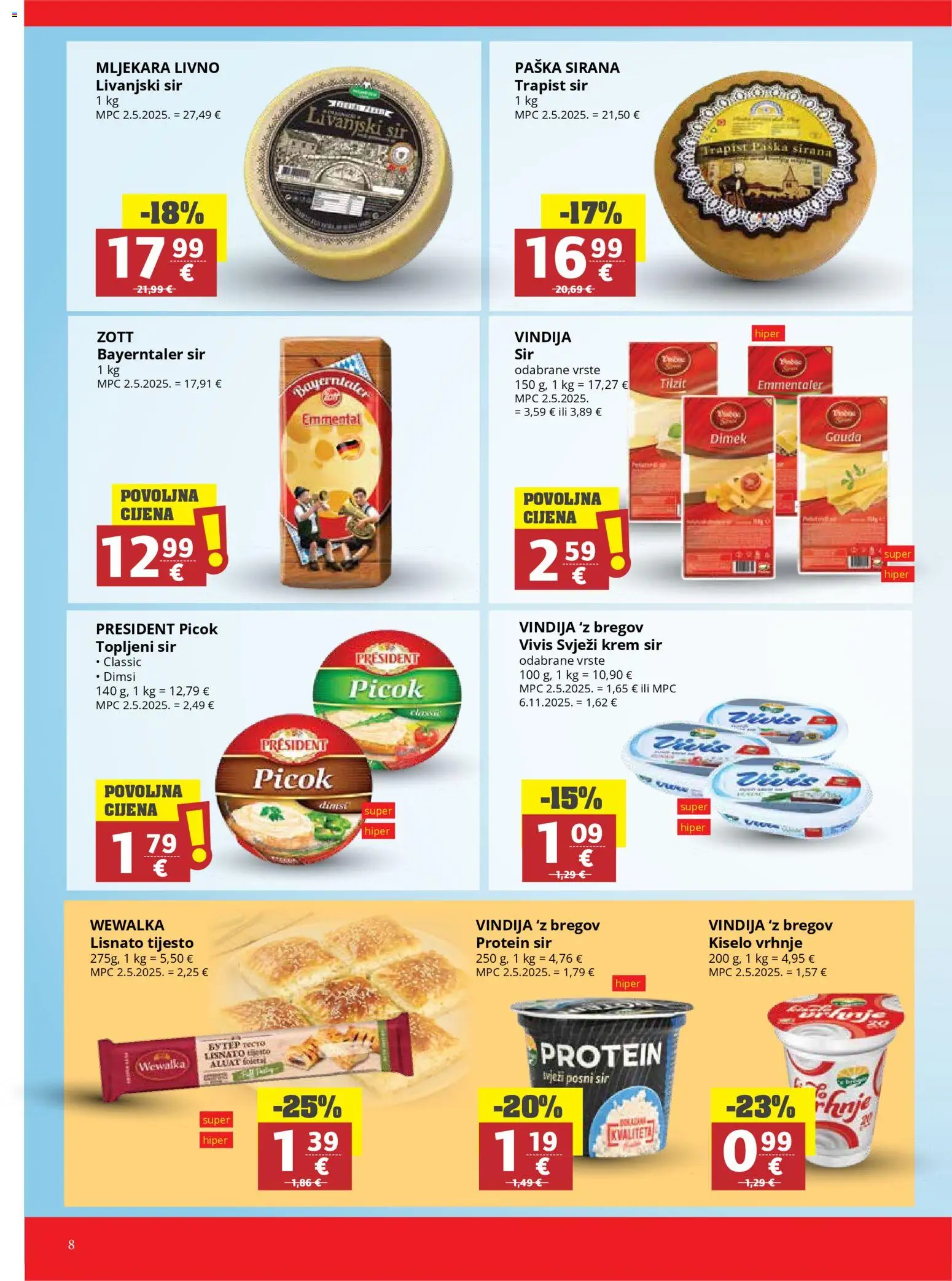 Ultra Gros katalog | vrijedi od 22.04.2026 | Stranica: 8 | Proizvodi: Krem sir, Sir, Lisnato tijesto, Gouda