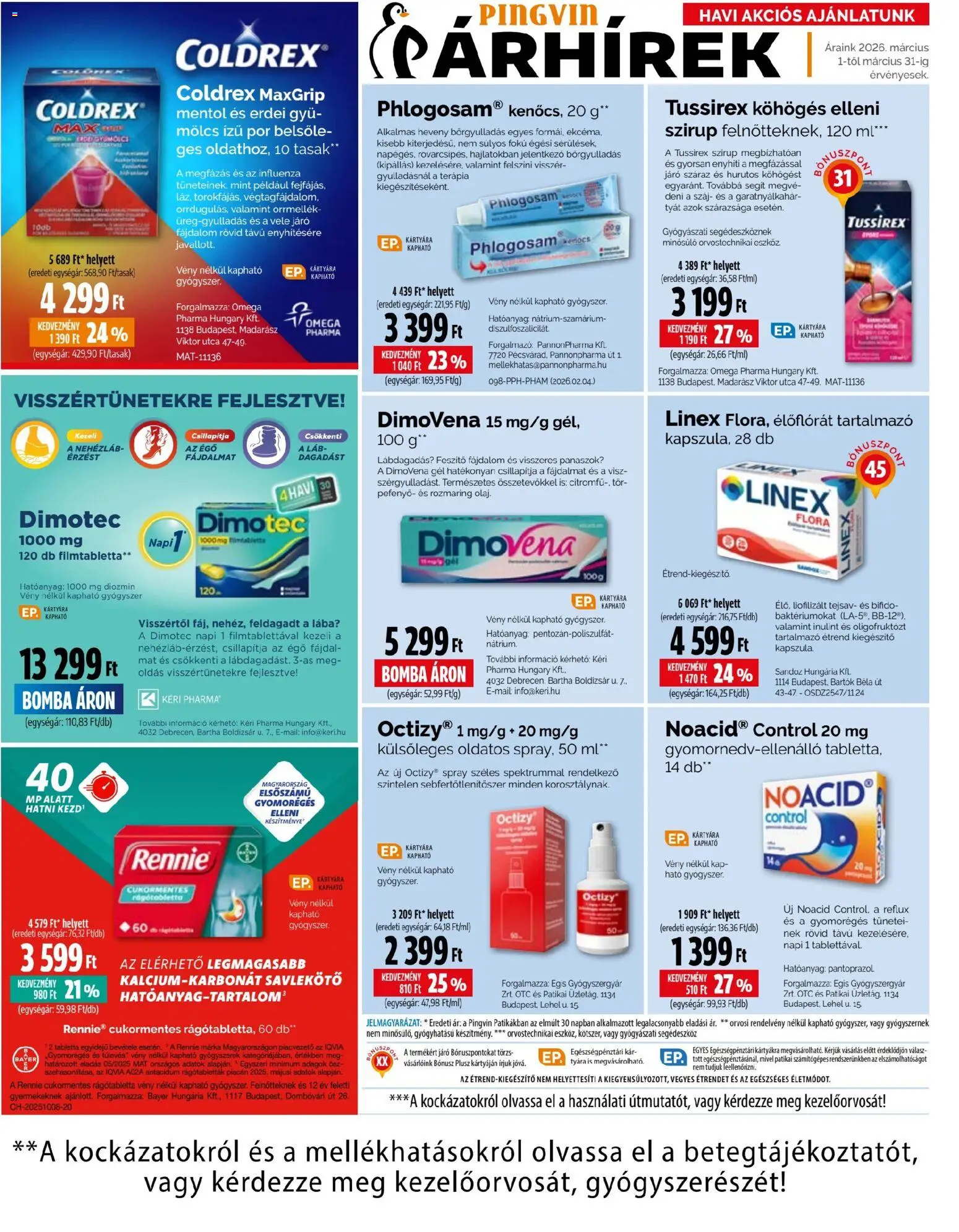 Pingvin Patika akciós ujság - amely érvényes a következő dátumtól: 01.03.2026 | Oldal: 8 | Termékek: Omega 3, Gyógyszerek