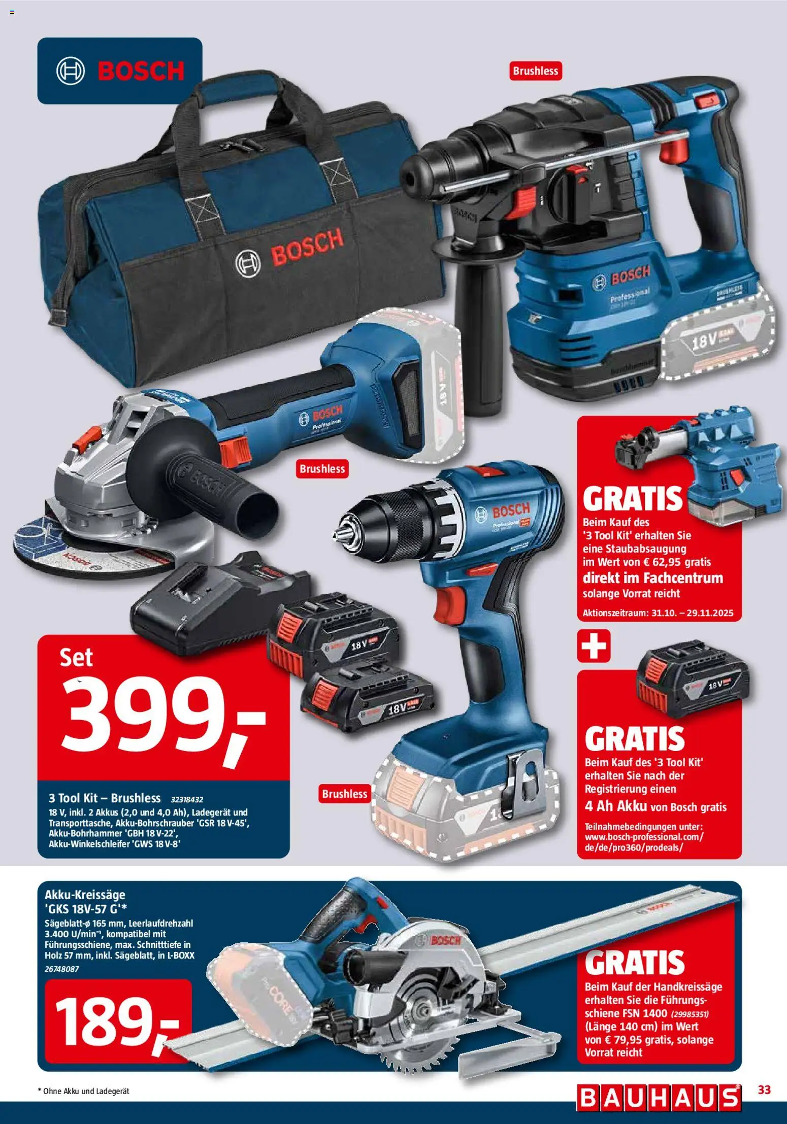 Bauhaus Prospekt 	 – gültig ab 01.11.2025 | Seite: 33 | Produkte: Bosch, Ladegerät