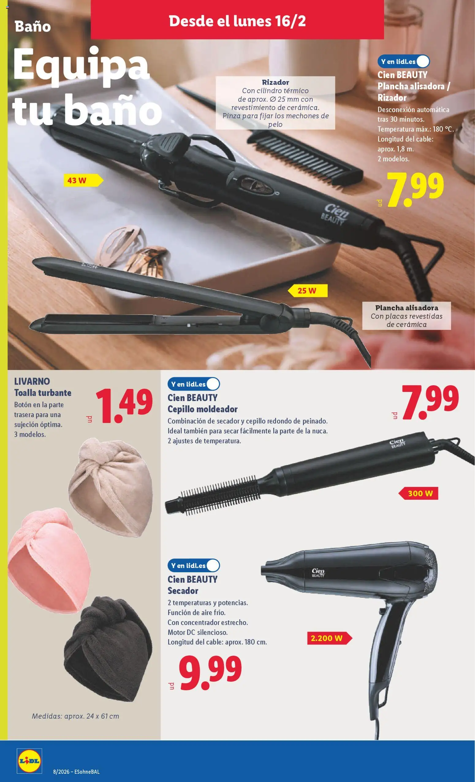 Lidl folleto de bazar │ válido desde el 16.02.2026 | Página: 12 | Productos: Cepillo, Cepillo moldeador, Cable, Baño