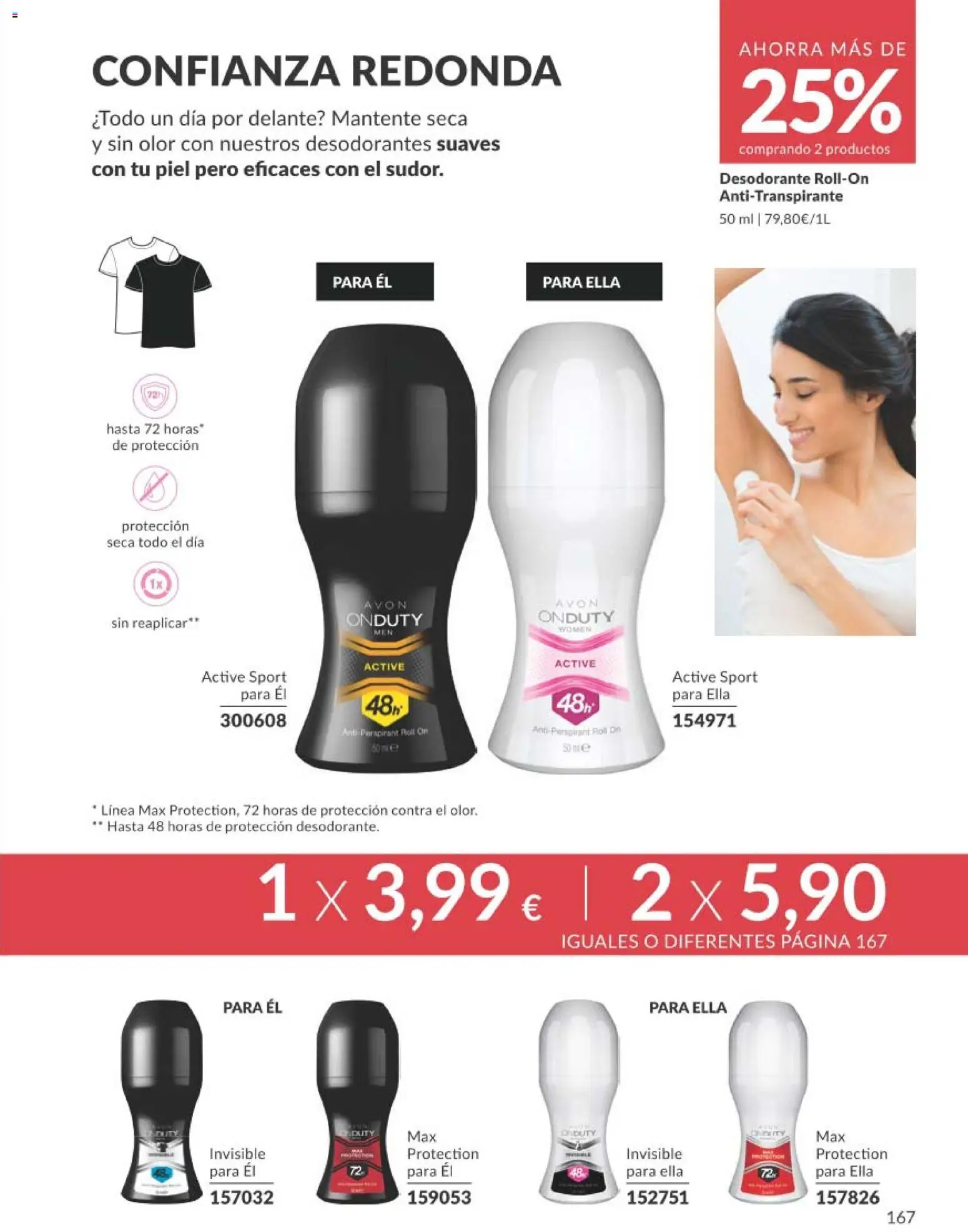 Catálogo AVON campaña 1 │ válido desde el 01.01.2026 | Página: 167 | Productos: Desodorante, Antitranspirante